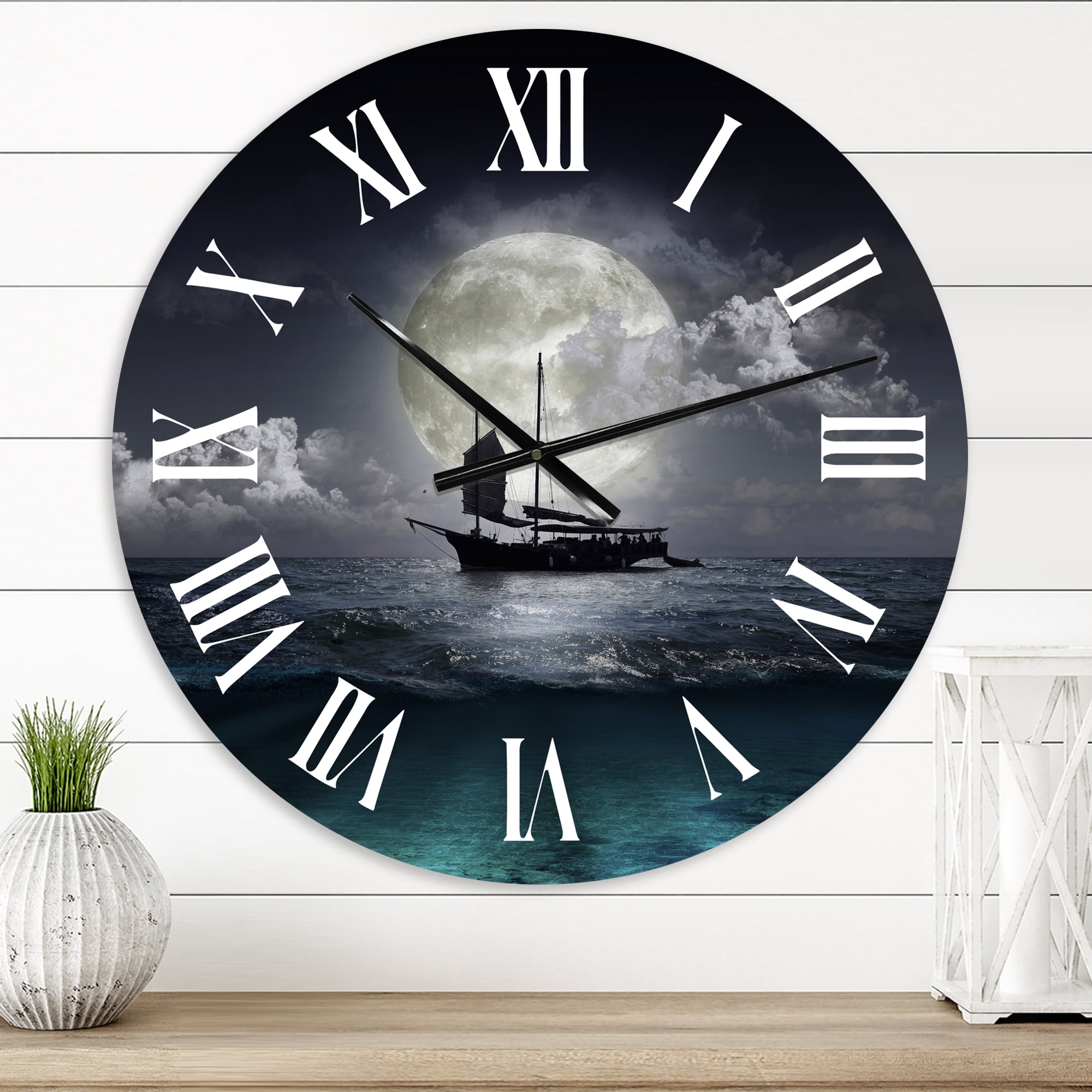 Designart 1 in Quartz Coastal Wall Clock