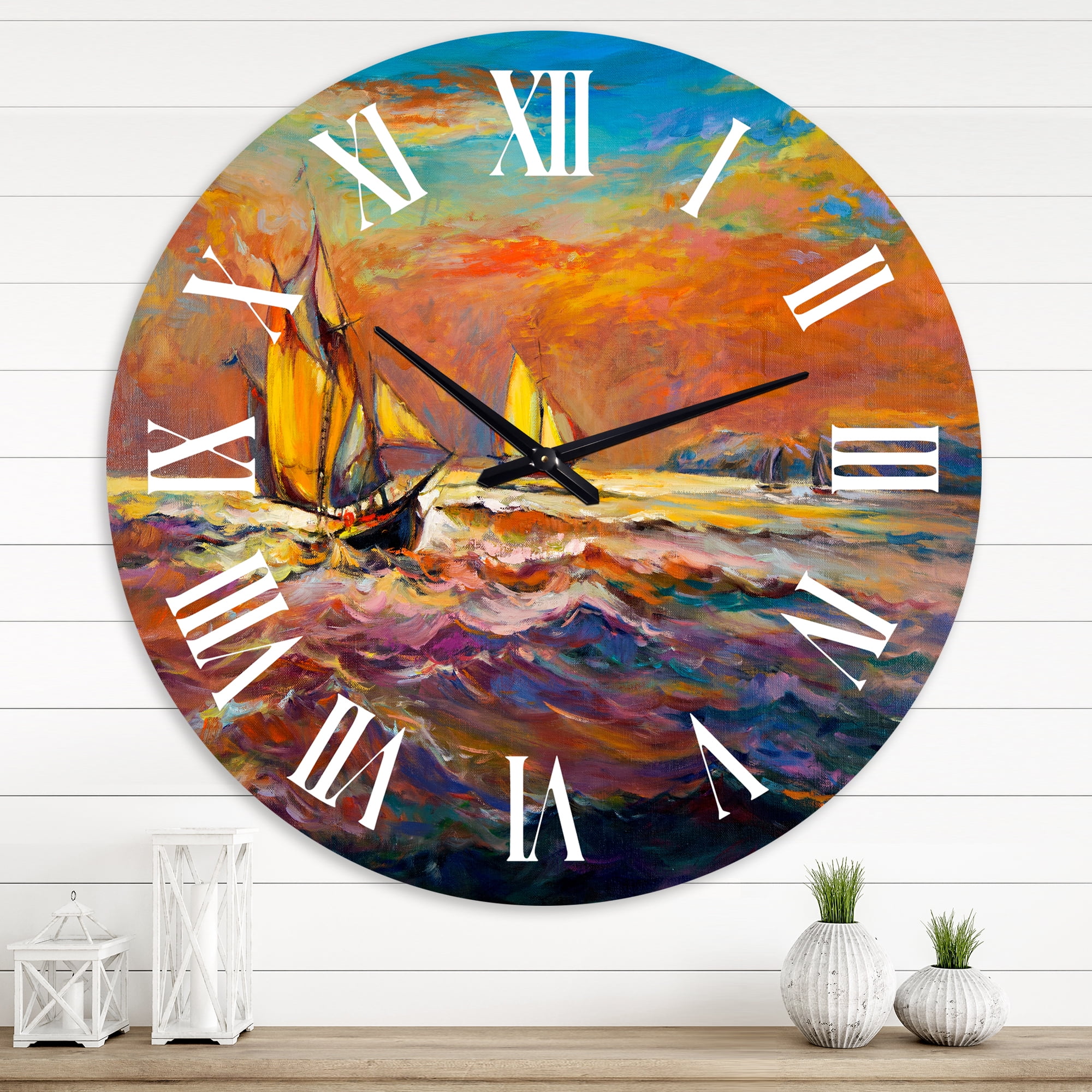 Designart 1 in Quartz Coastal Wall Clock