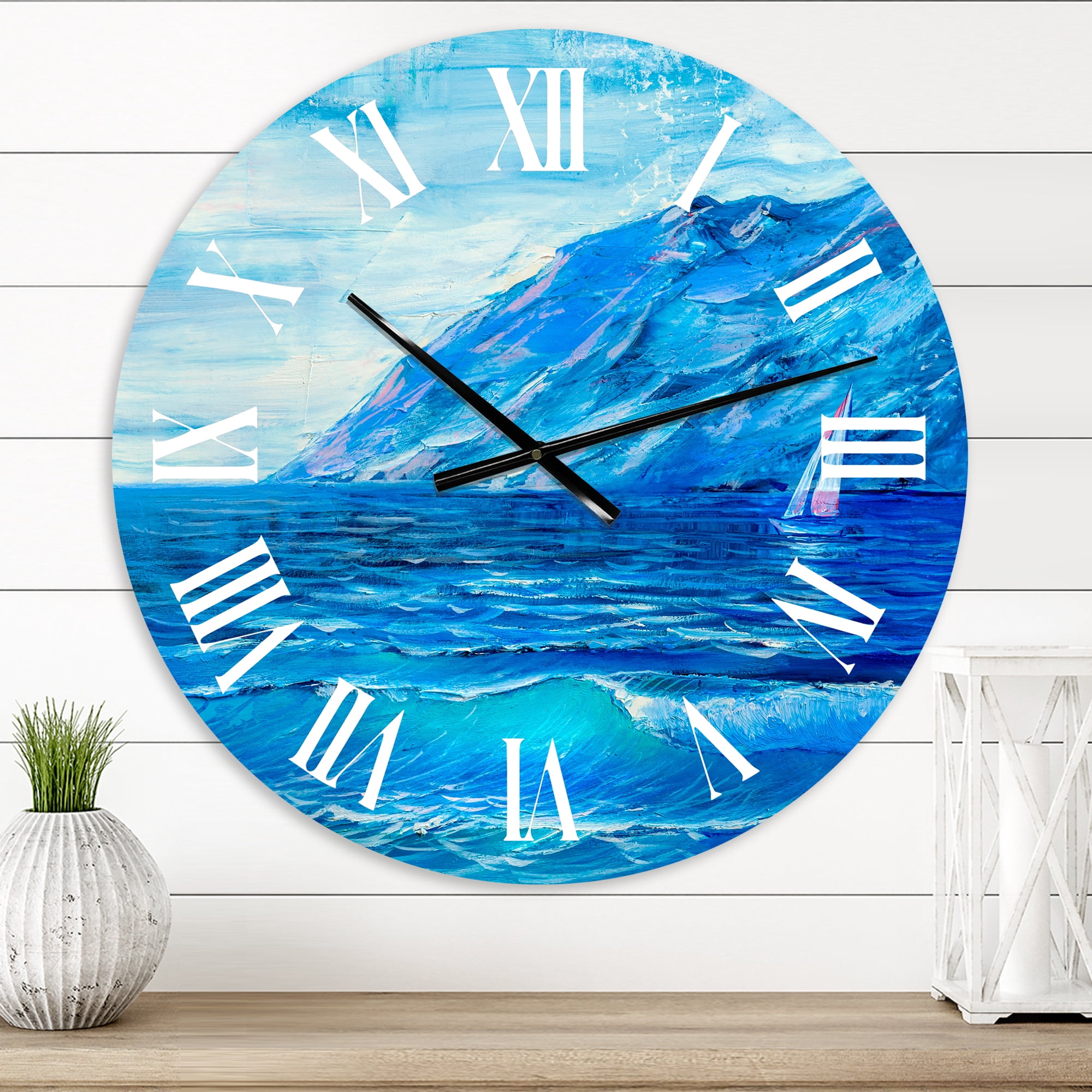 Designart 1 in Quartz Coastal Wall Clock