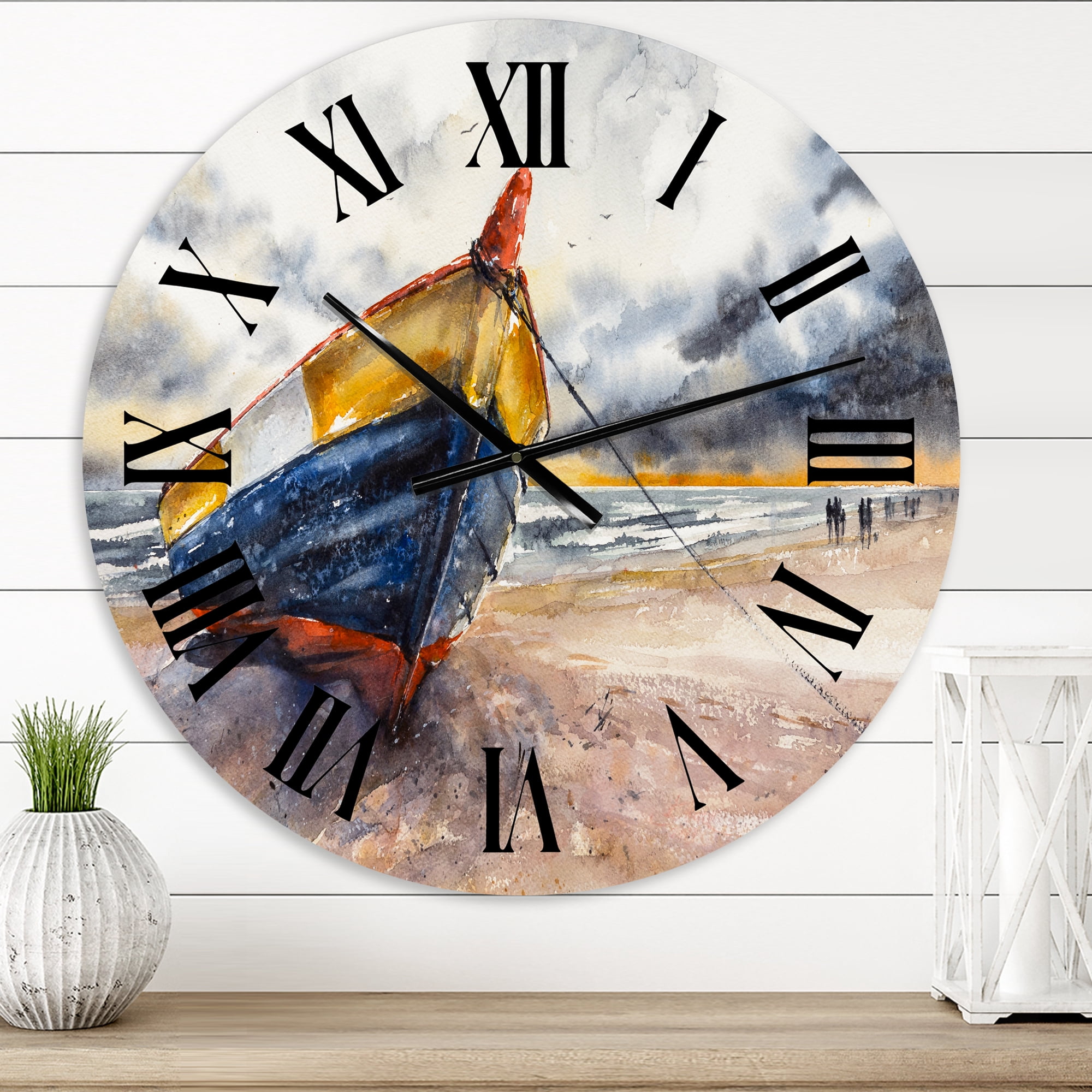 Designart 1 in Quartz Coastal Wall Clock