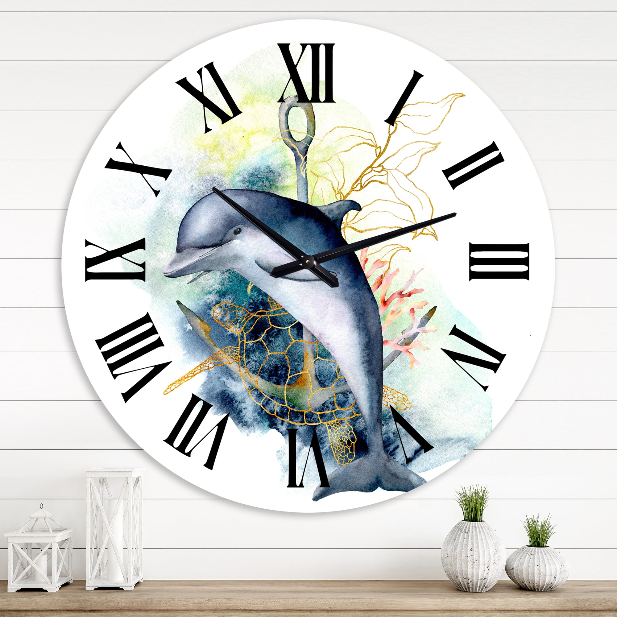 Designart 1 in Quartz Coastal Wall Clock