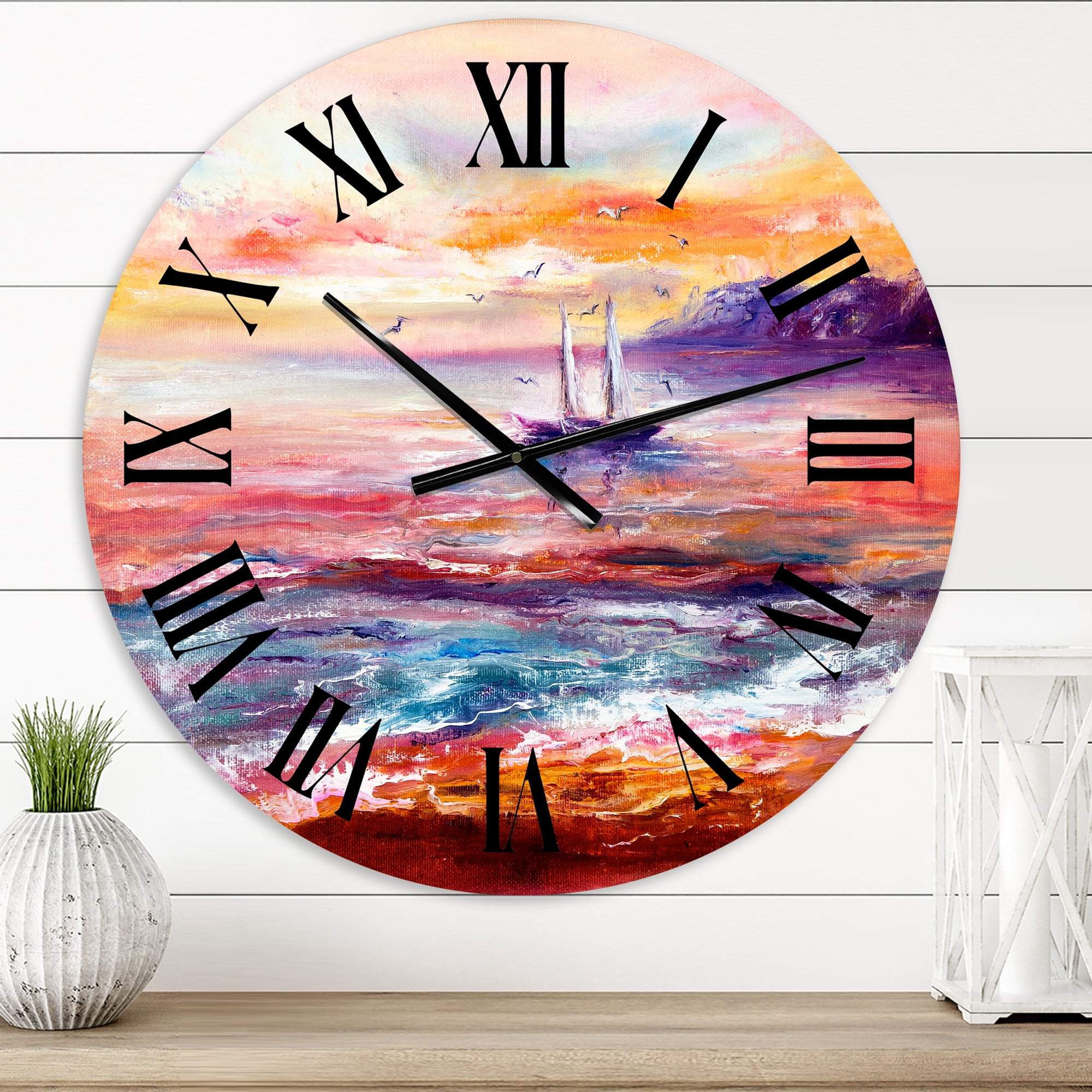 Designart 1 in Quartz Coastal Wall Clock