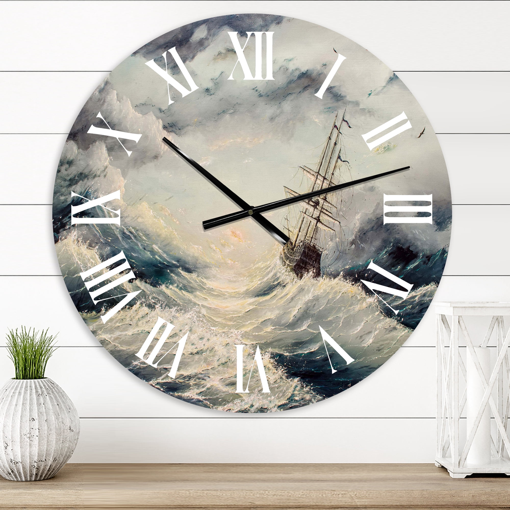 Designart 1 in Quartz Coastal Wall Clock
