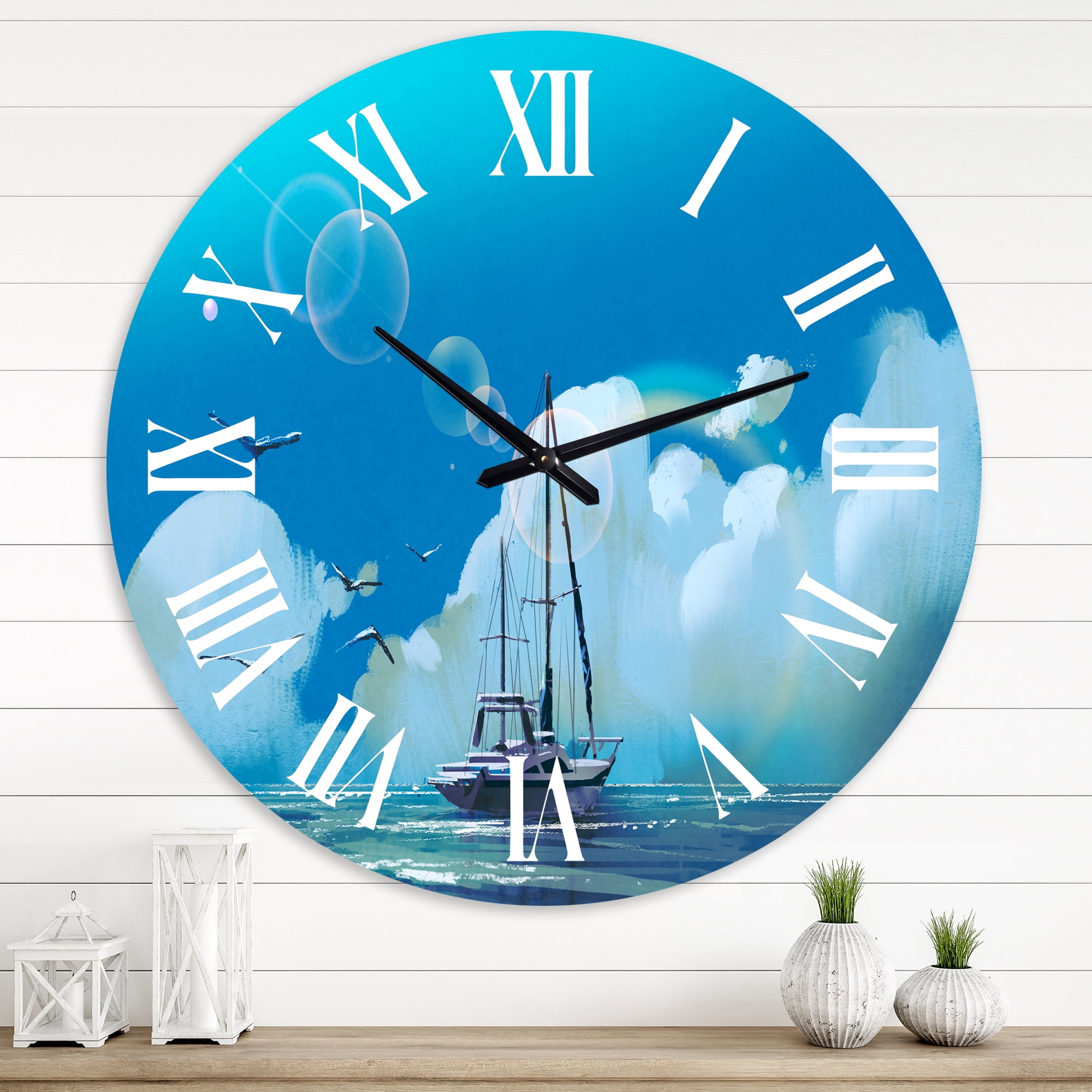Designart 1 in Quartz Coastal Wall Clock
