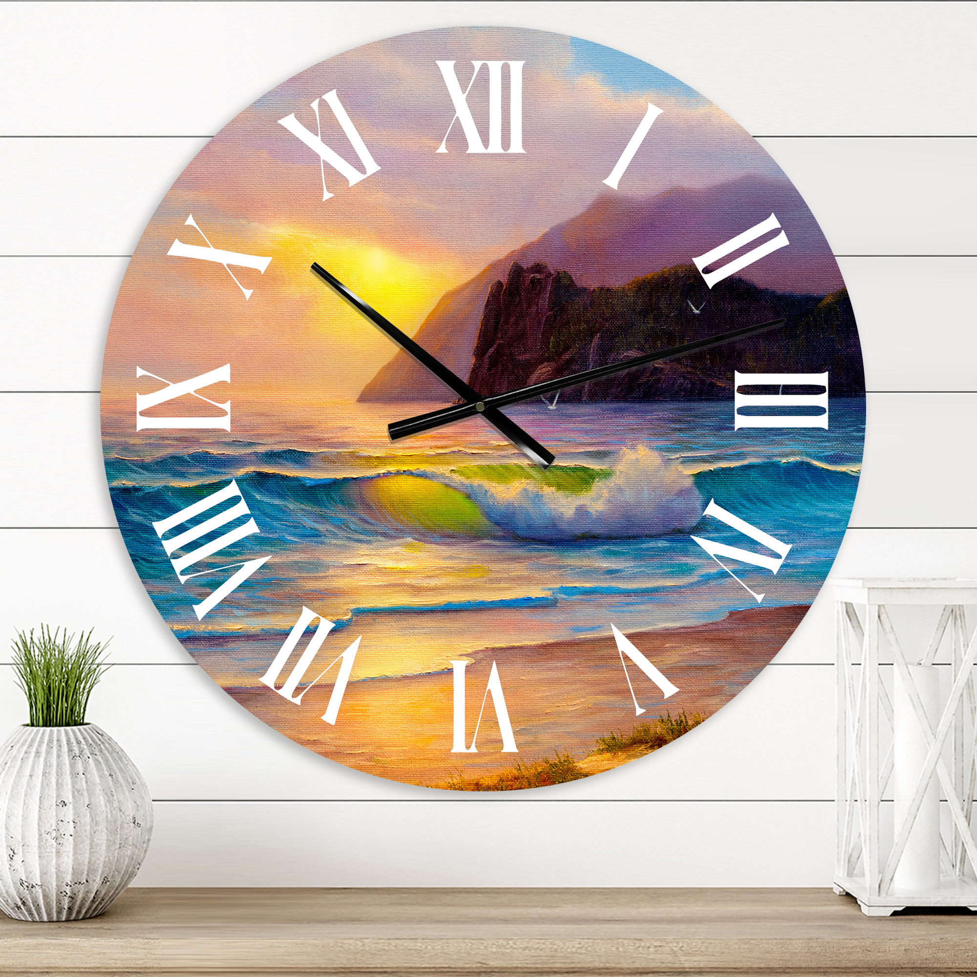 Designart 1 in Quartz Coastal Wall Clock
