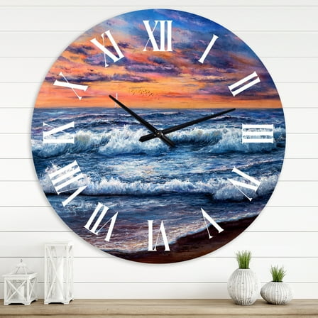 Designart 1 in Quartz Coastal Wall Clock