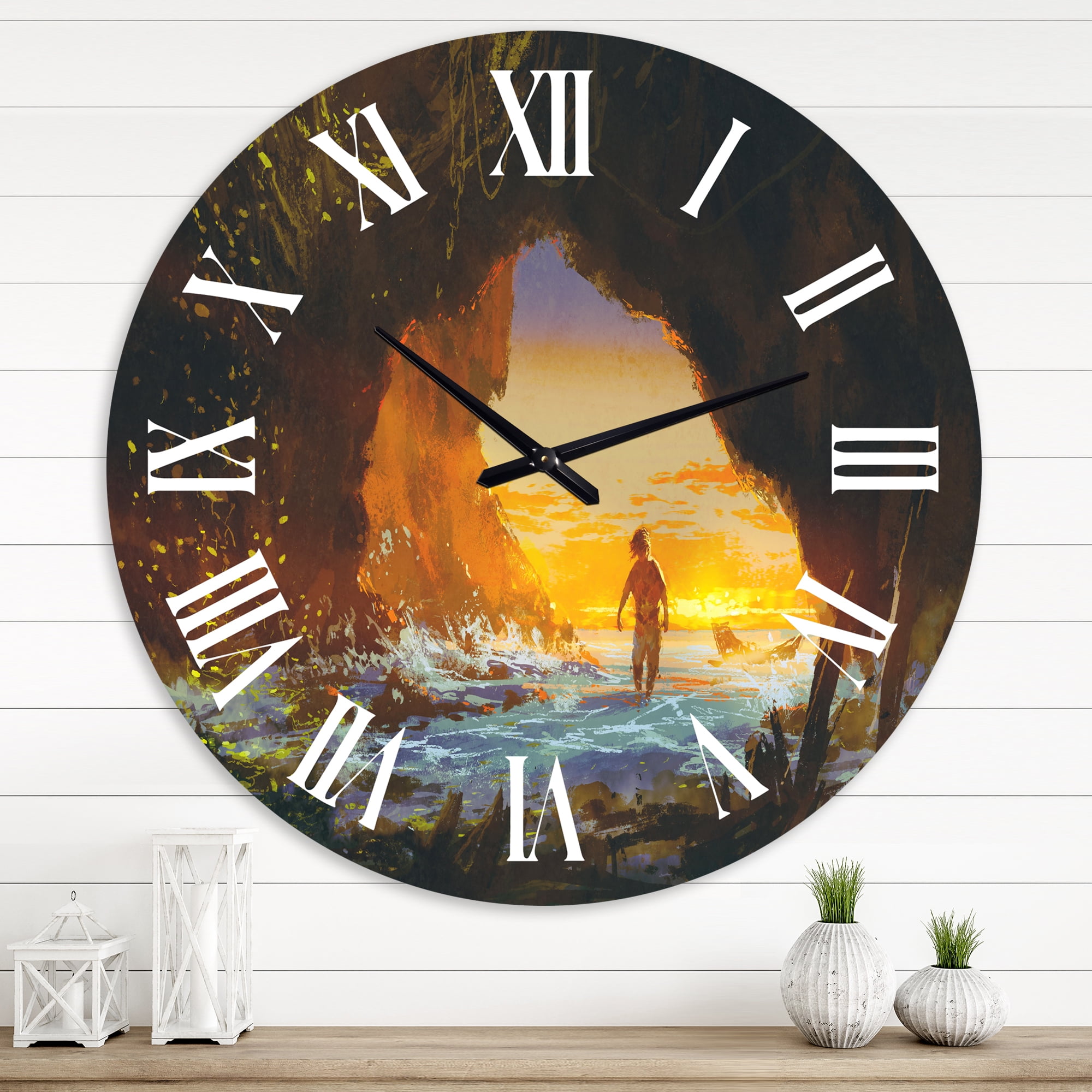 Designart 1 in Quartz Coastal Wall Clock