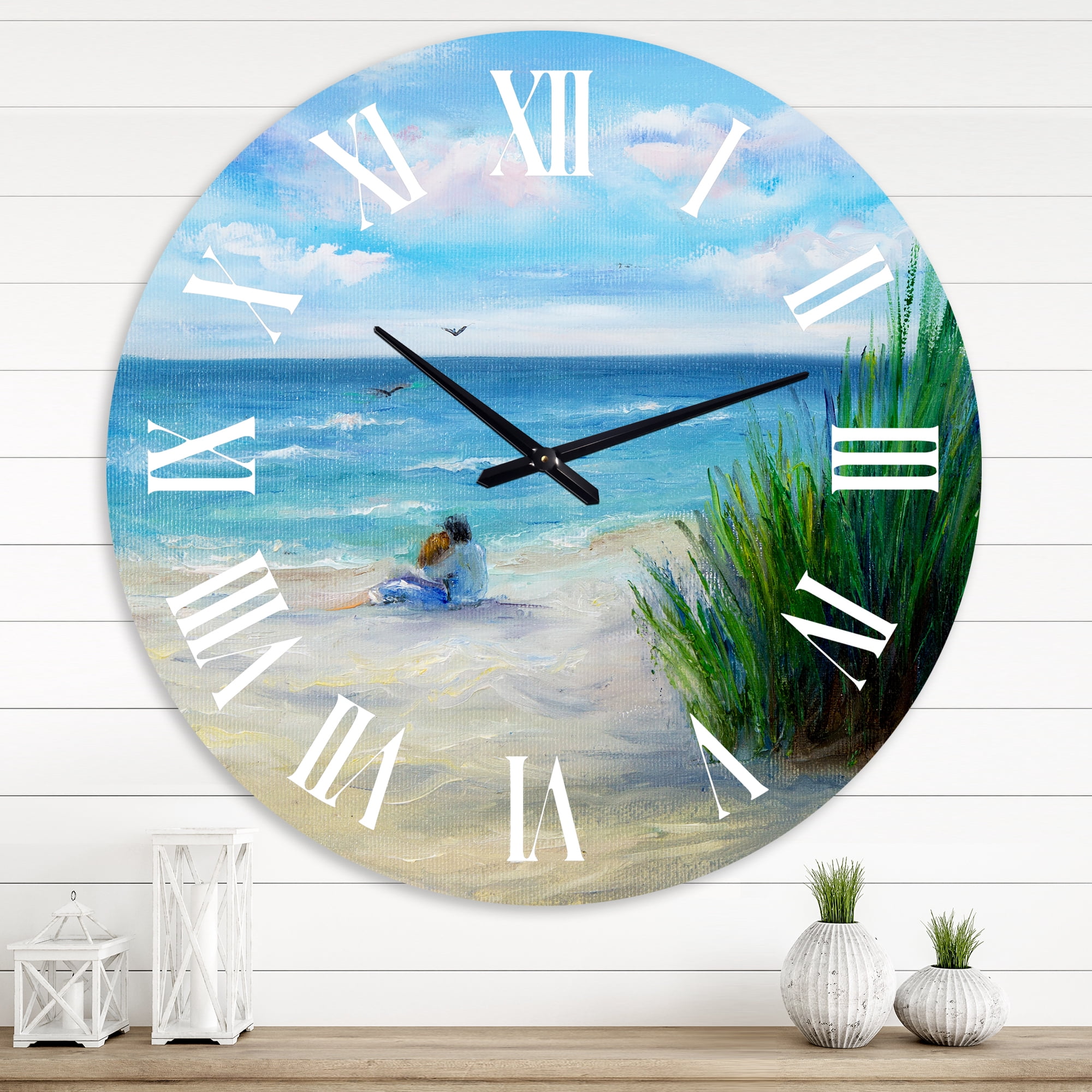Designart 1 in Quartz Coastal Wall Clock