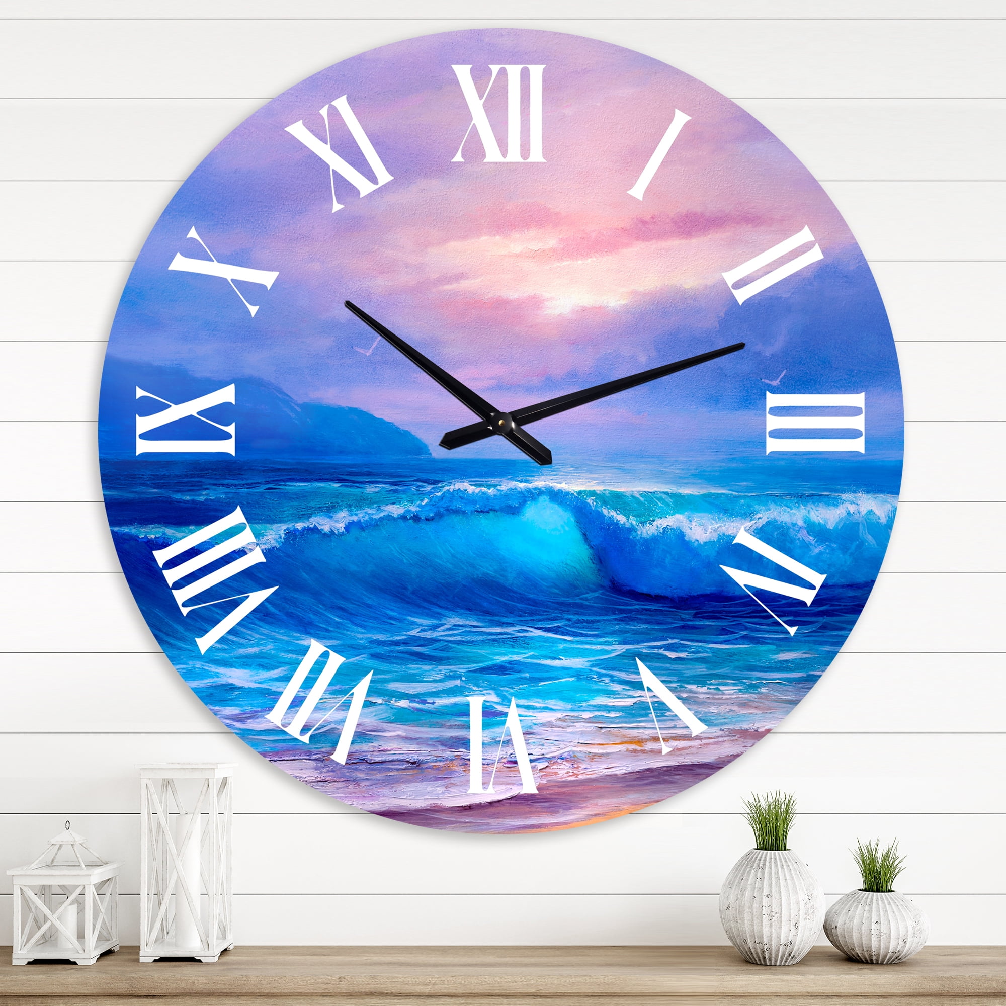 Designart 1 in Quartz Coastal Wall Clock