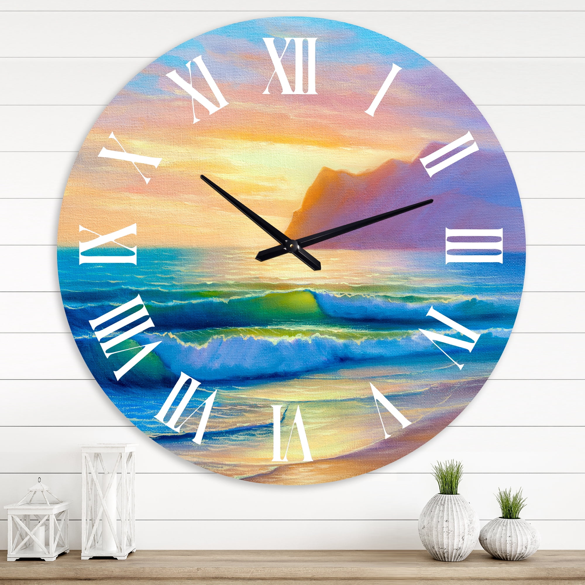 Designart 1 in Quartz Coastal Wall Clock