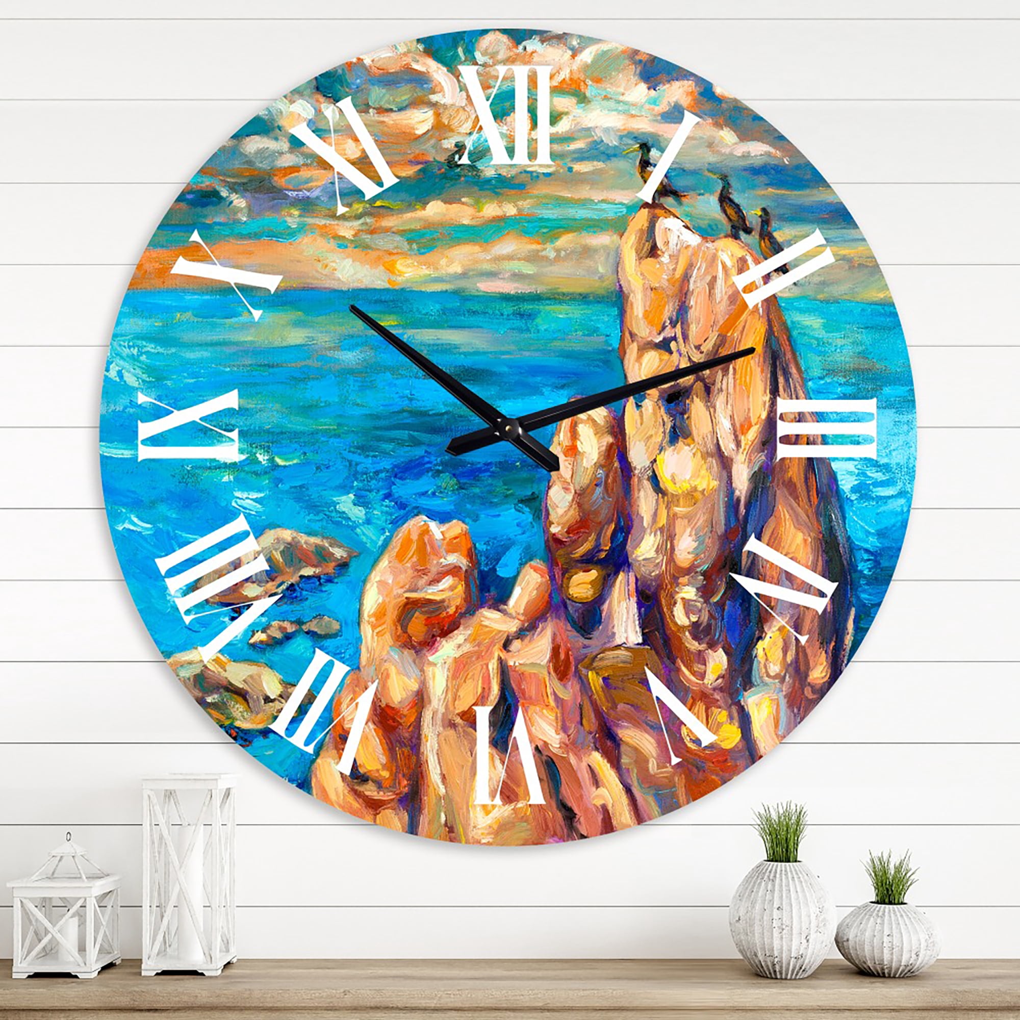 Designart 1 in Quartz Coastal Wall Clock
