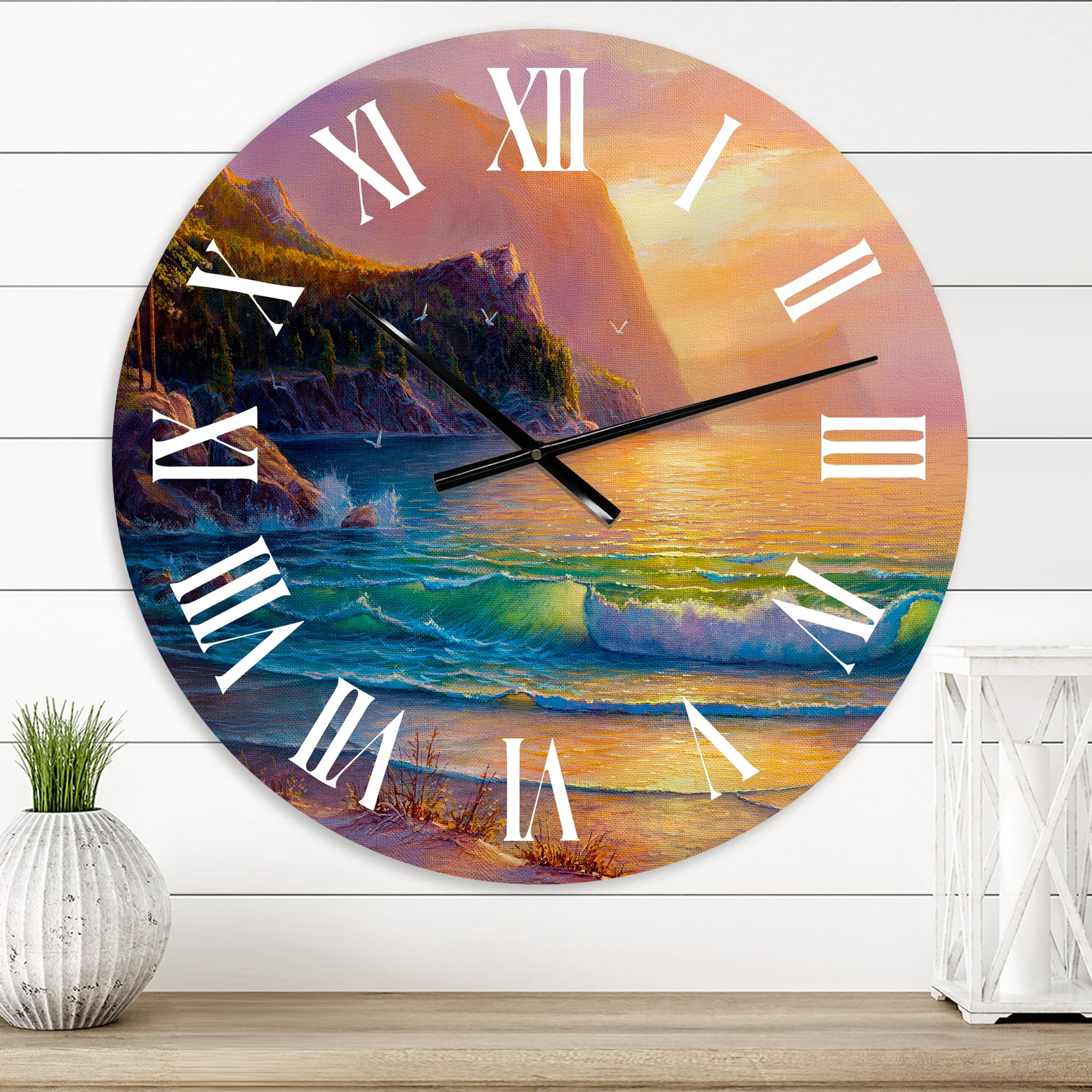 Designart 1 in Quartz Coastal Wall Clock