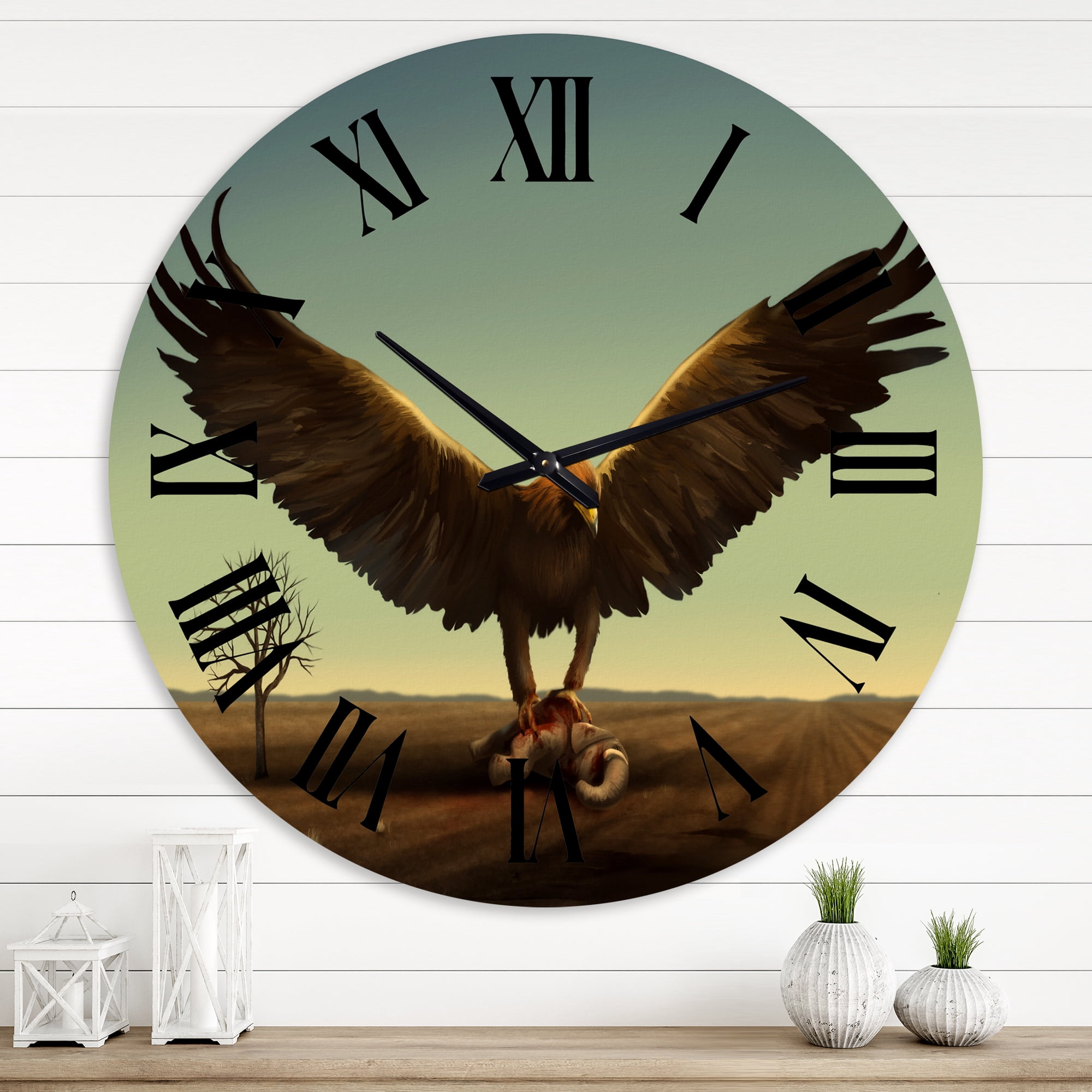 Designart 1 in Quartz Farmhouse Wall Clock