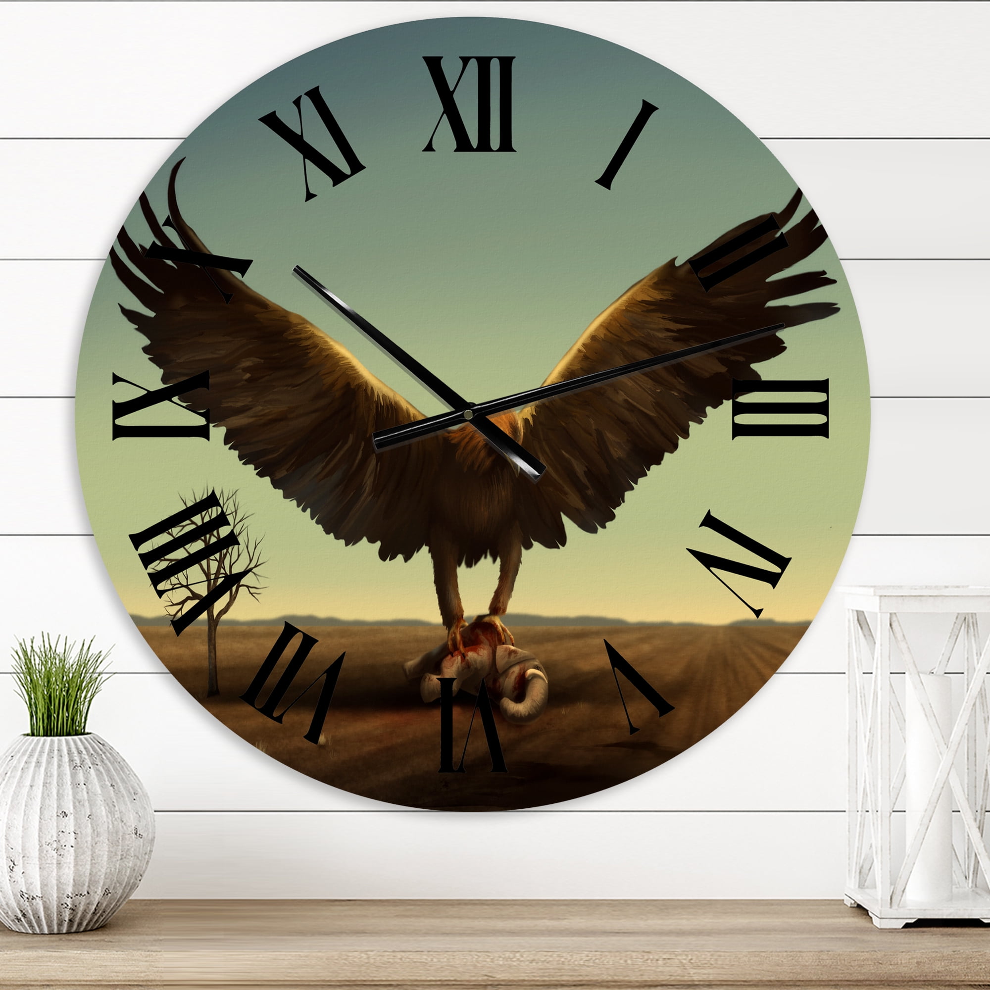 Designart 1 in Quartz Farmhouse Wall Clock