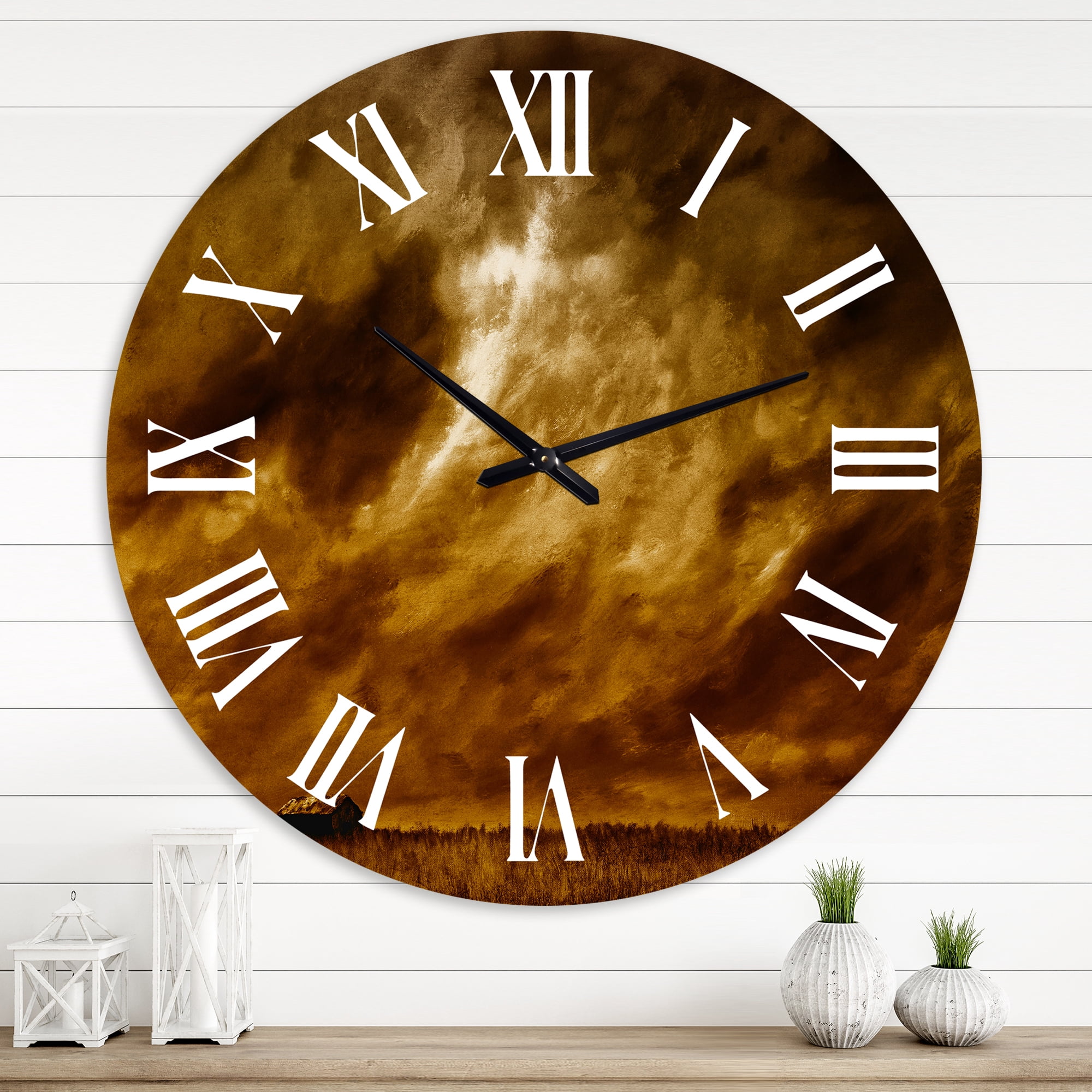 Designart 1 in Quartz Farmhouse Wall Clock