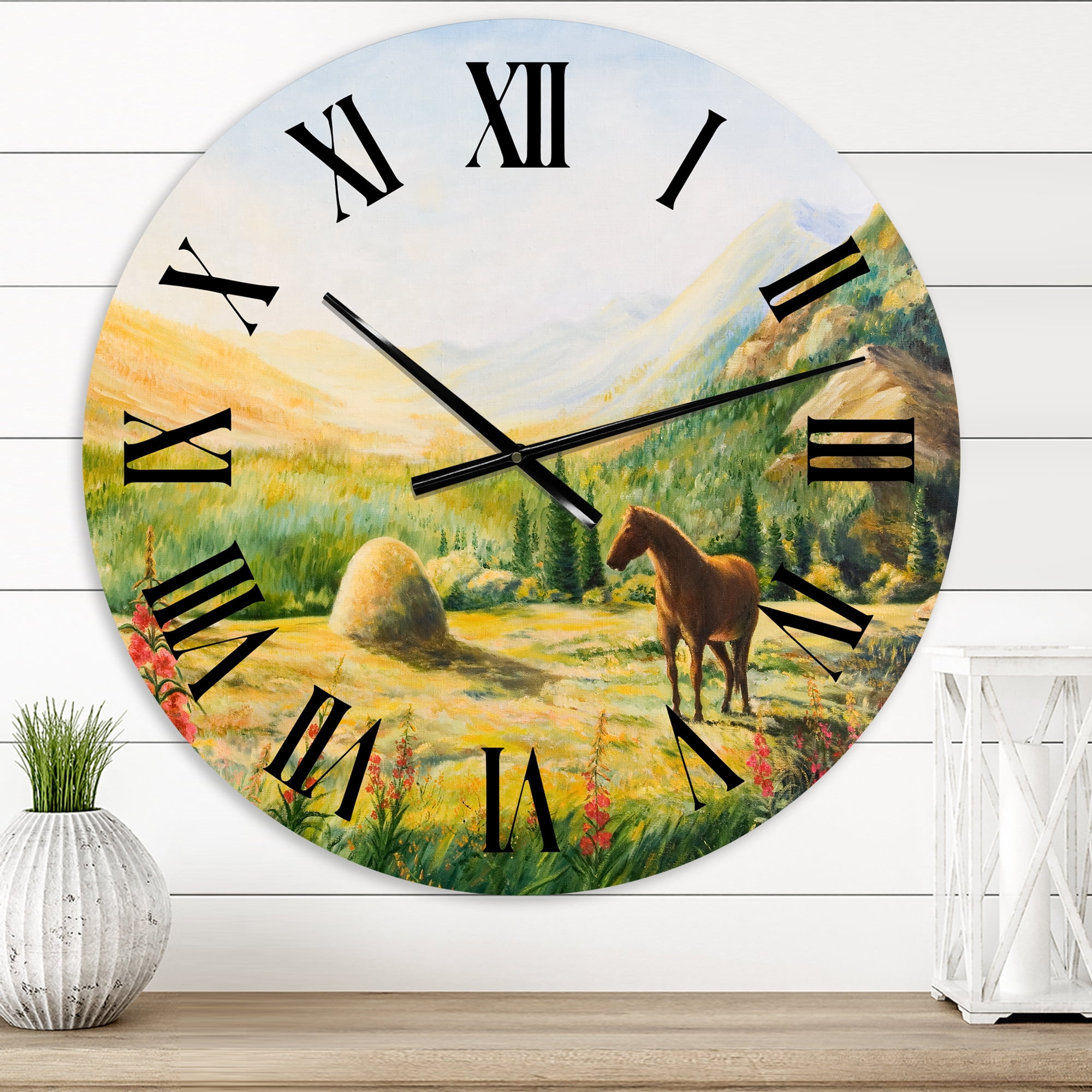 Designart 1 in Quartz Farmhouse Wall Clock
