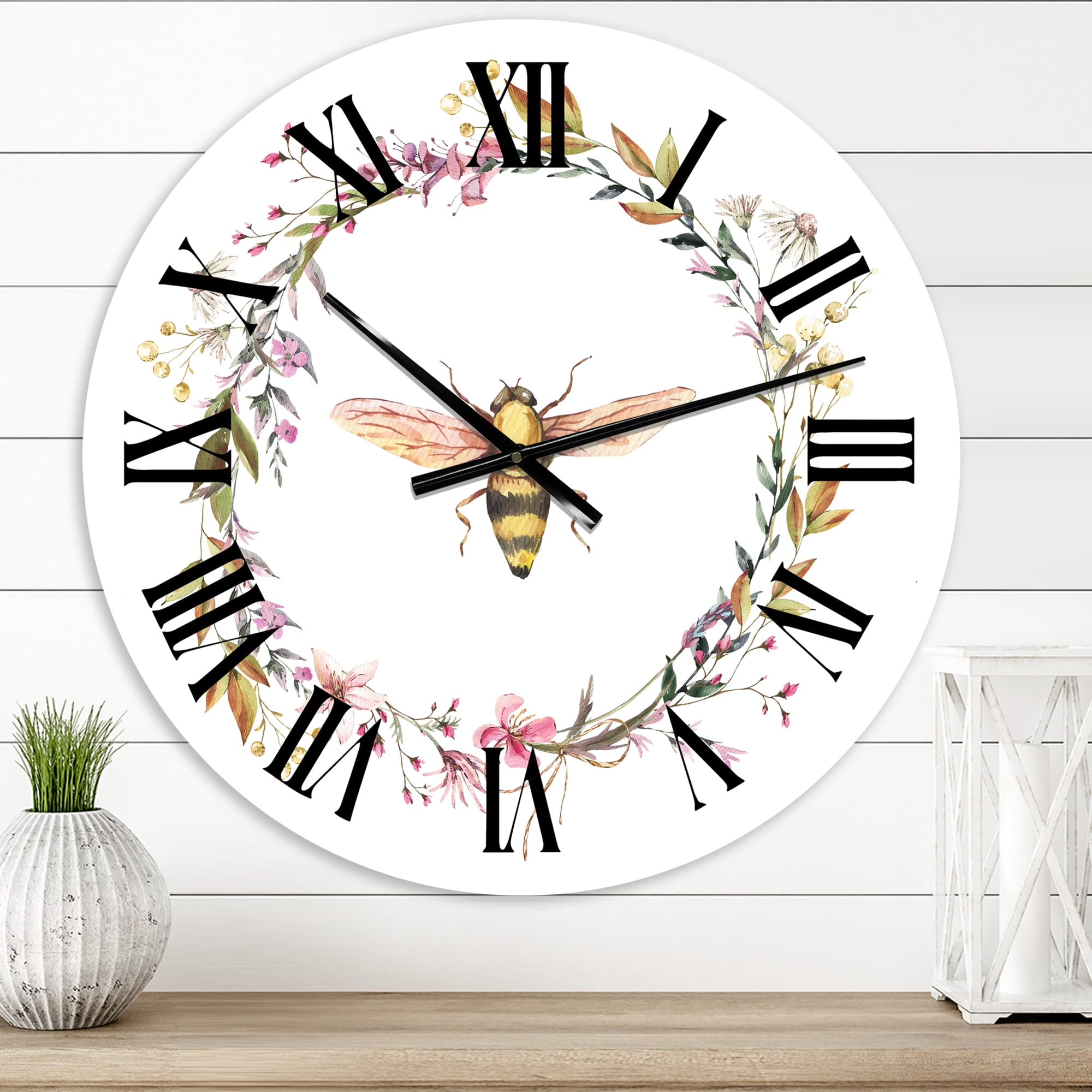 Designart 1 in Quartz Farmhouse Wall Clock