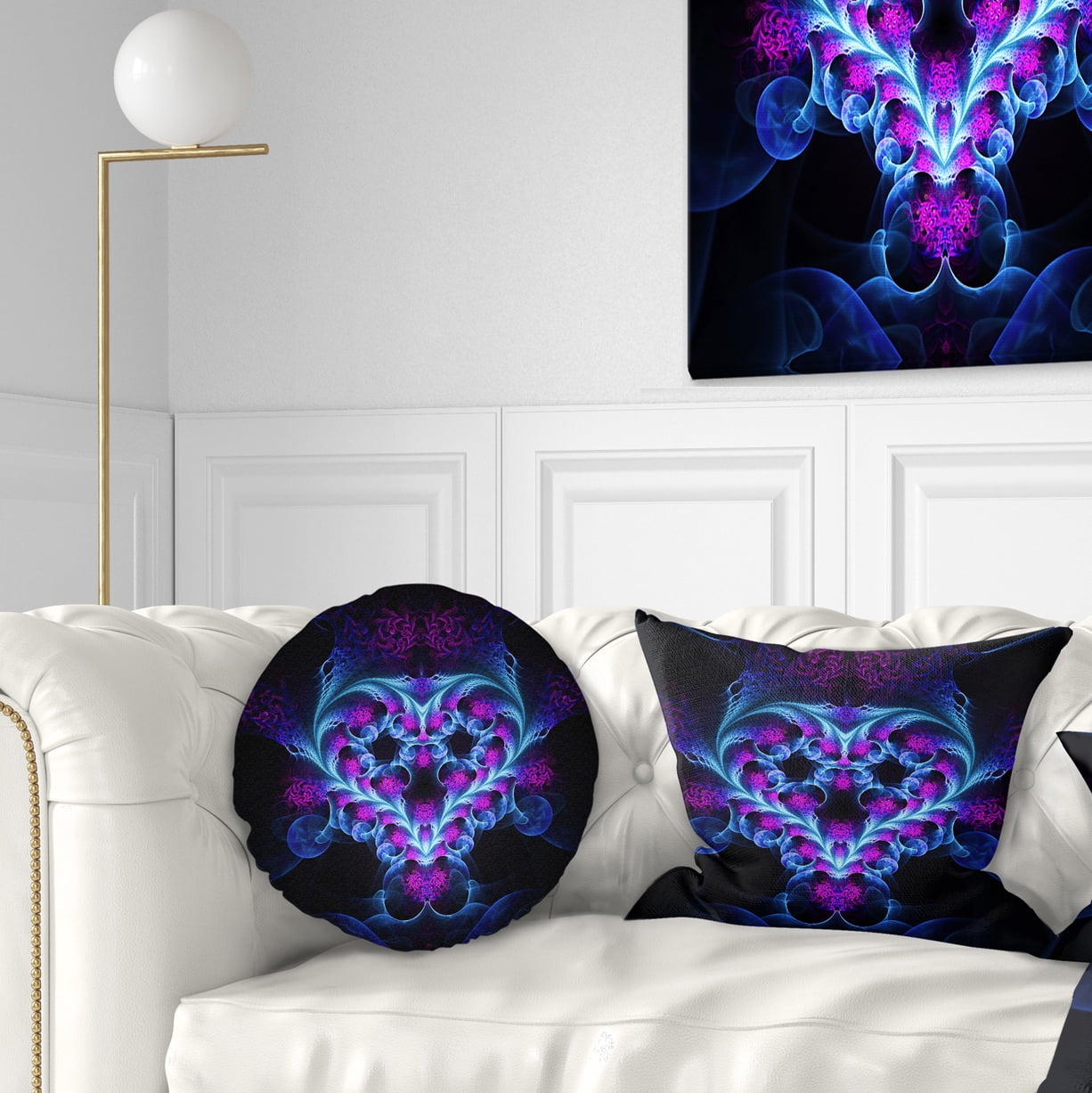 Designart 12" x 20" Abstract Blue Polyester Throw Pillow