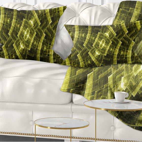 Designart 12" x 20" Abstract Gold Fractal Polyester Throw Pillow
