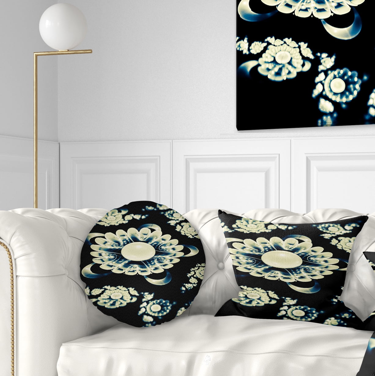 Designart 12" x 20" Black Polyester Throw Pillow