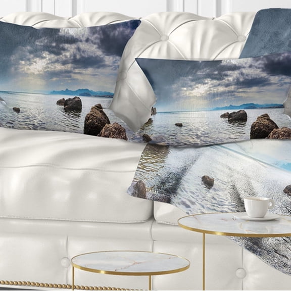 Designart 12" x 20" Black Polyester Throw Pillow