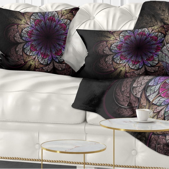 Designart 12" x 20" Black Polyester Throw Pillow