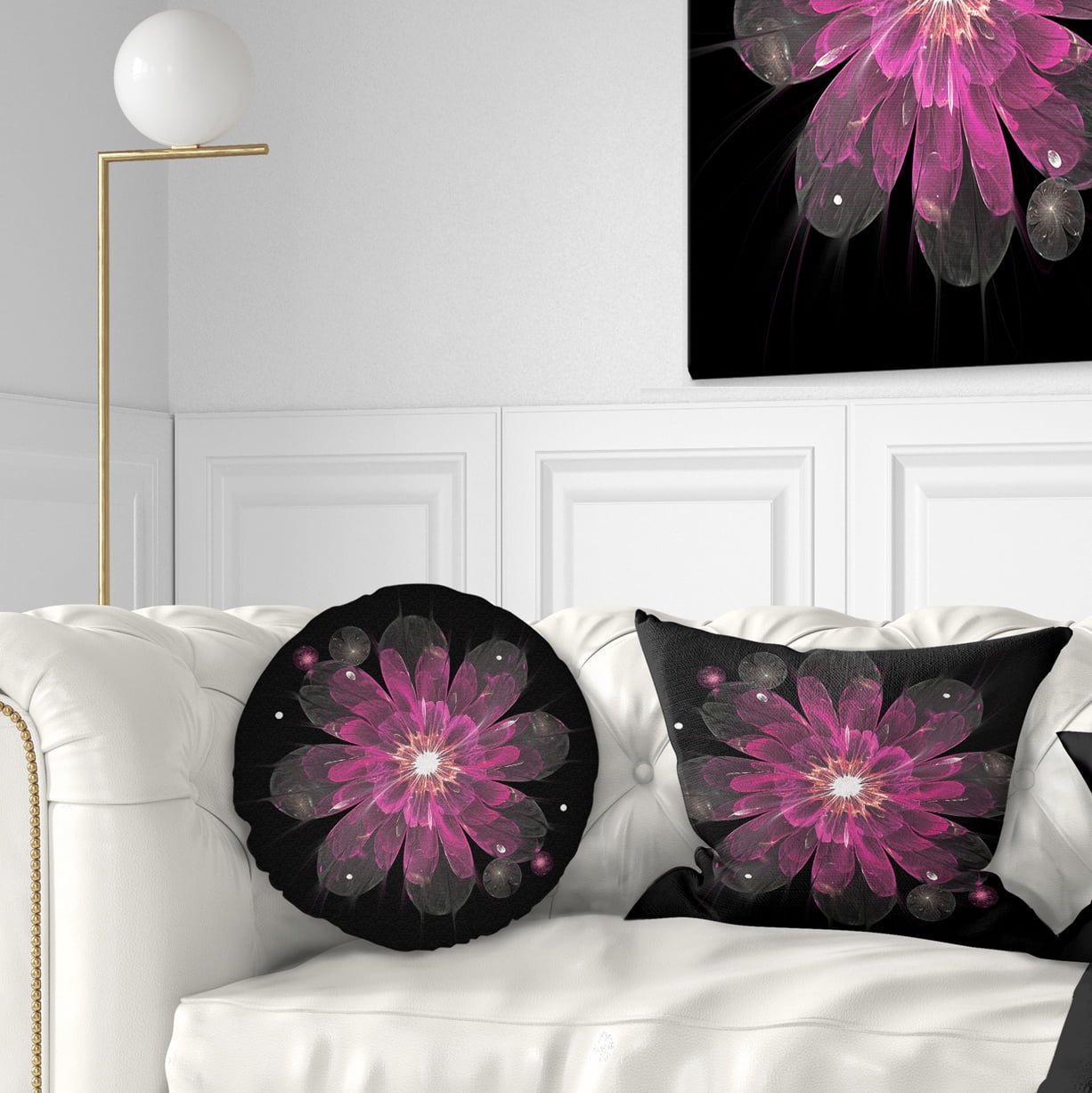 Designart 12" x 20" Black Polyester Throw Pillow