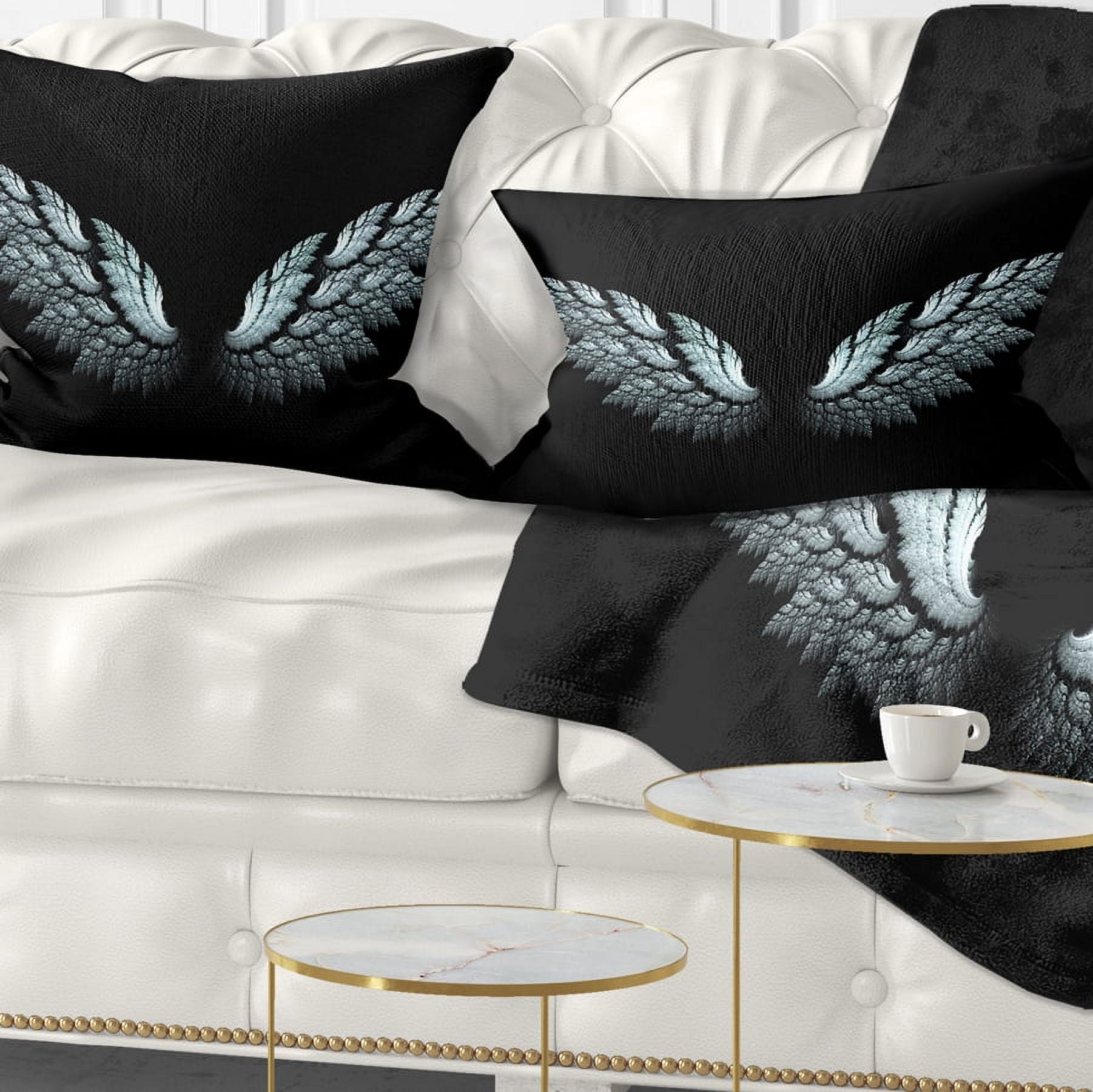 Designart 12" x 20" Black Polyester Throw Pillow