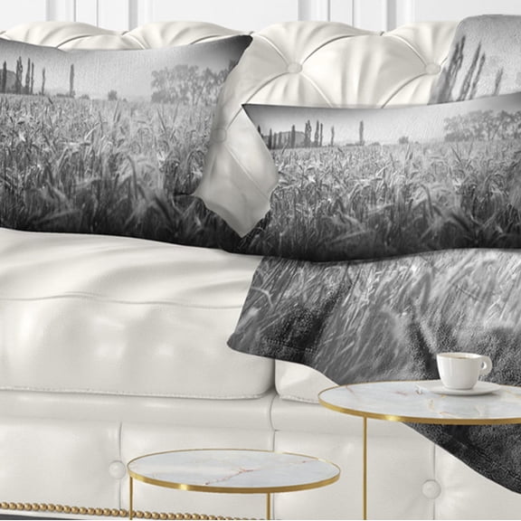 Designart 12" x 20" Black Polyester Throw Pillow