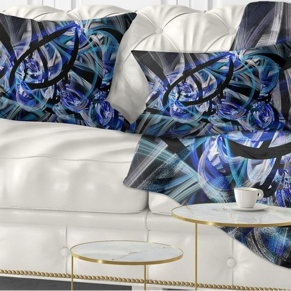 Designart 12" x 20" Black Polyester Throw Pillow
