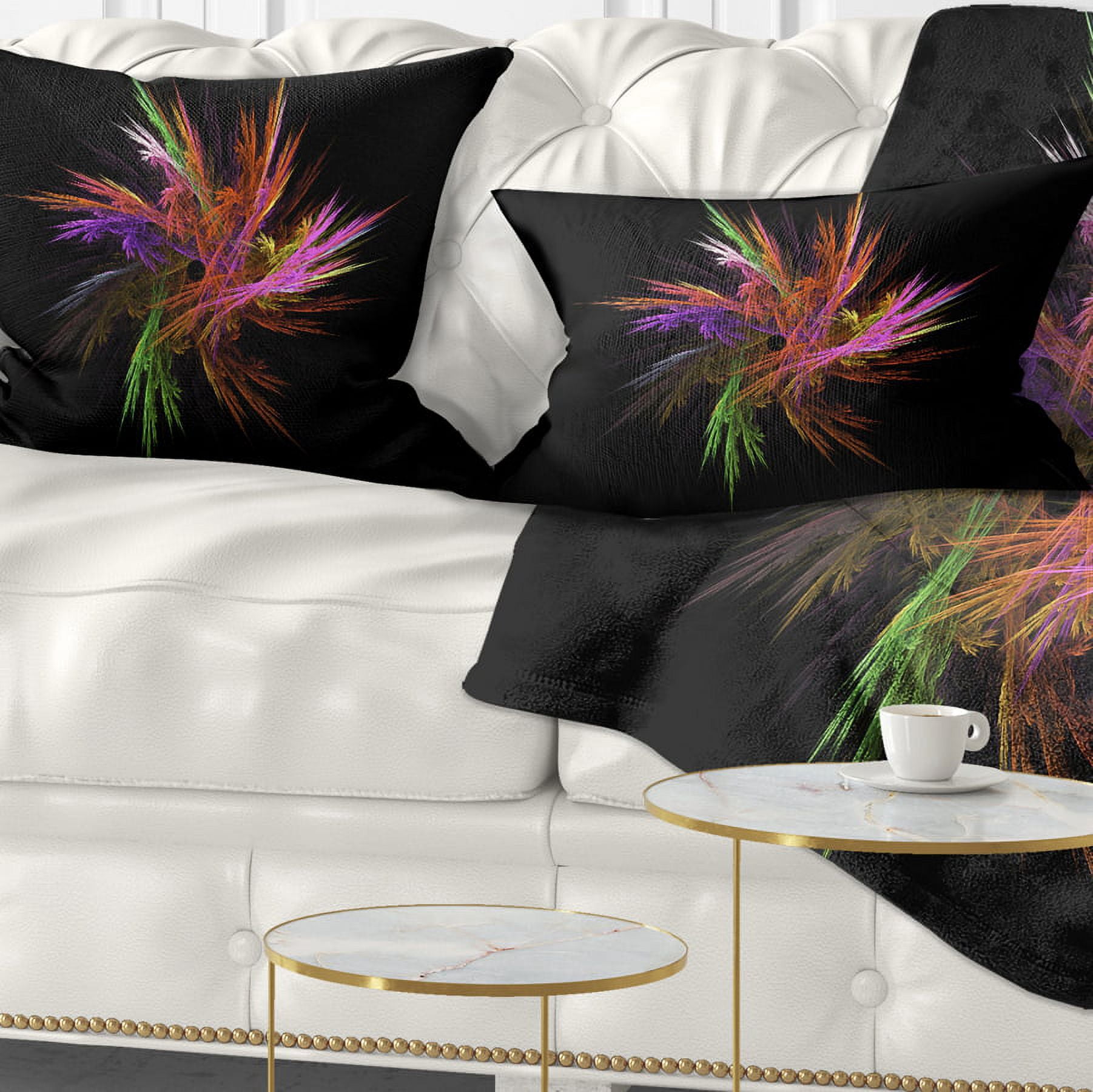Designart 12" x 20" Black Polyester Throw Pillow