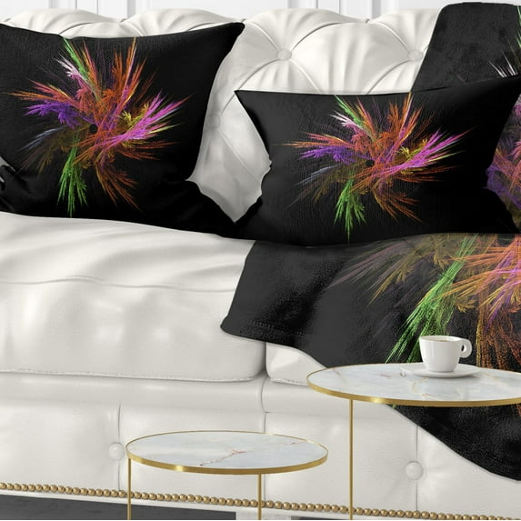 Designart 12" x 20" Black Polyester Throw Pillow