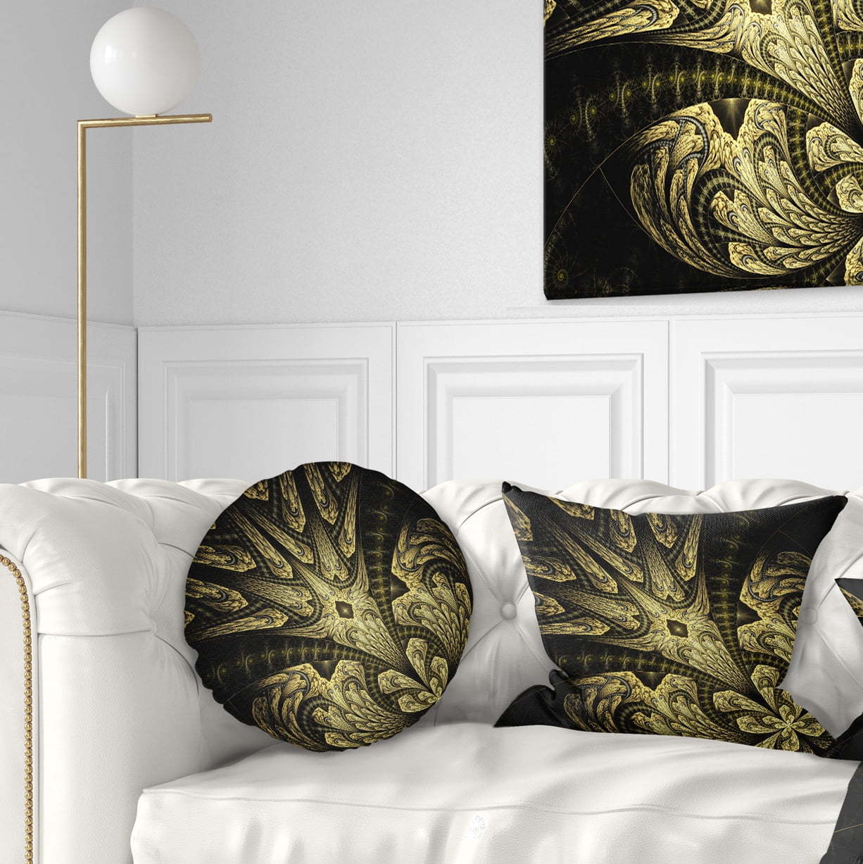 Designart 12" x 20" Black Polyester Throw Pillow