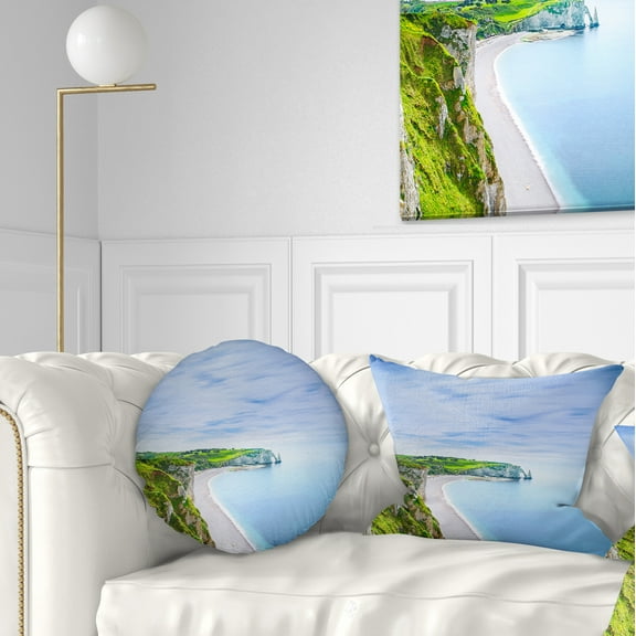 Designart 12" x 20" Blue Polyester Throw Pillow