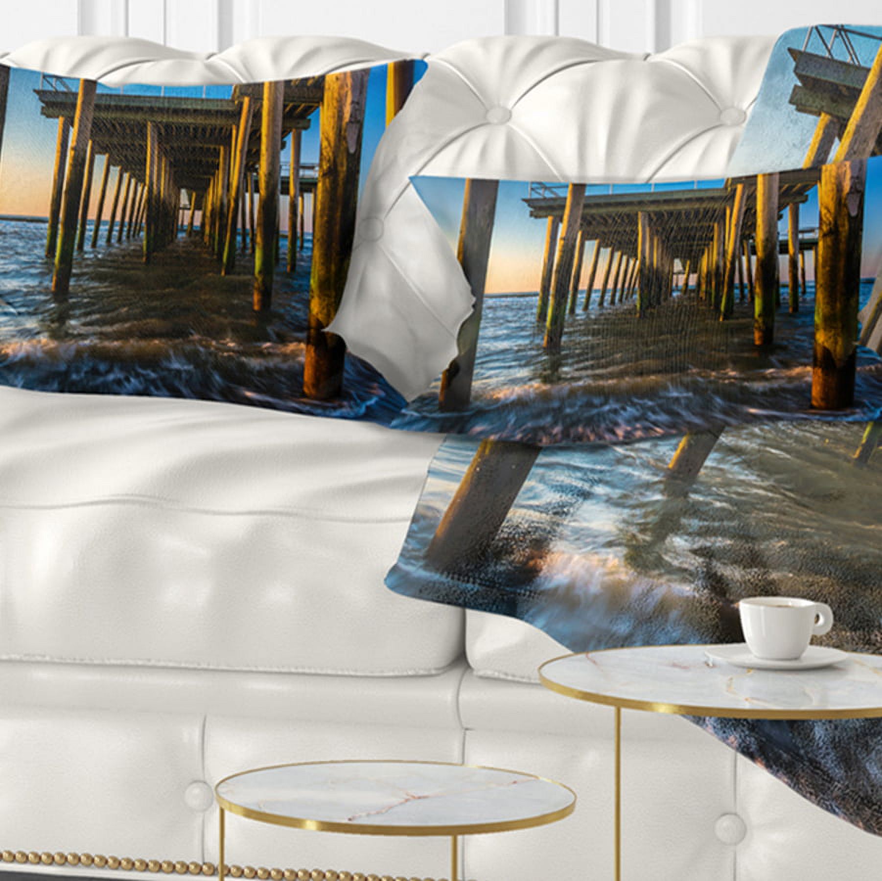 Designart 12" x 20" Blue Polyester Throw Pillow