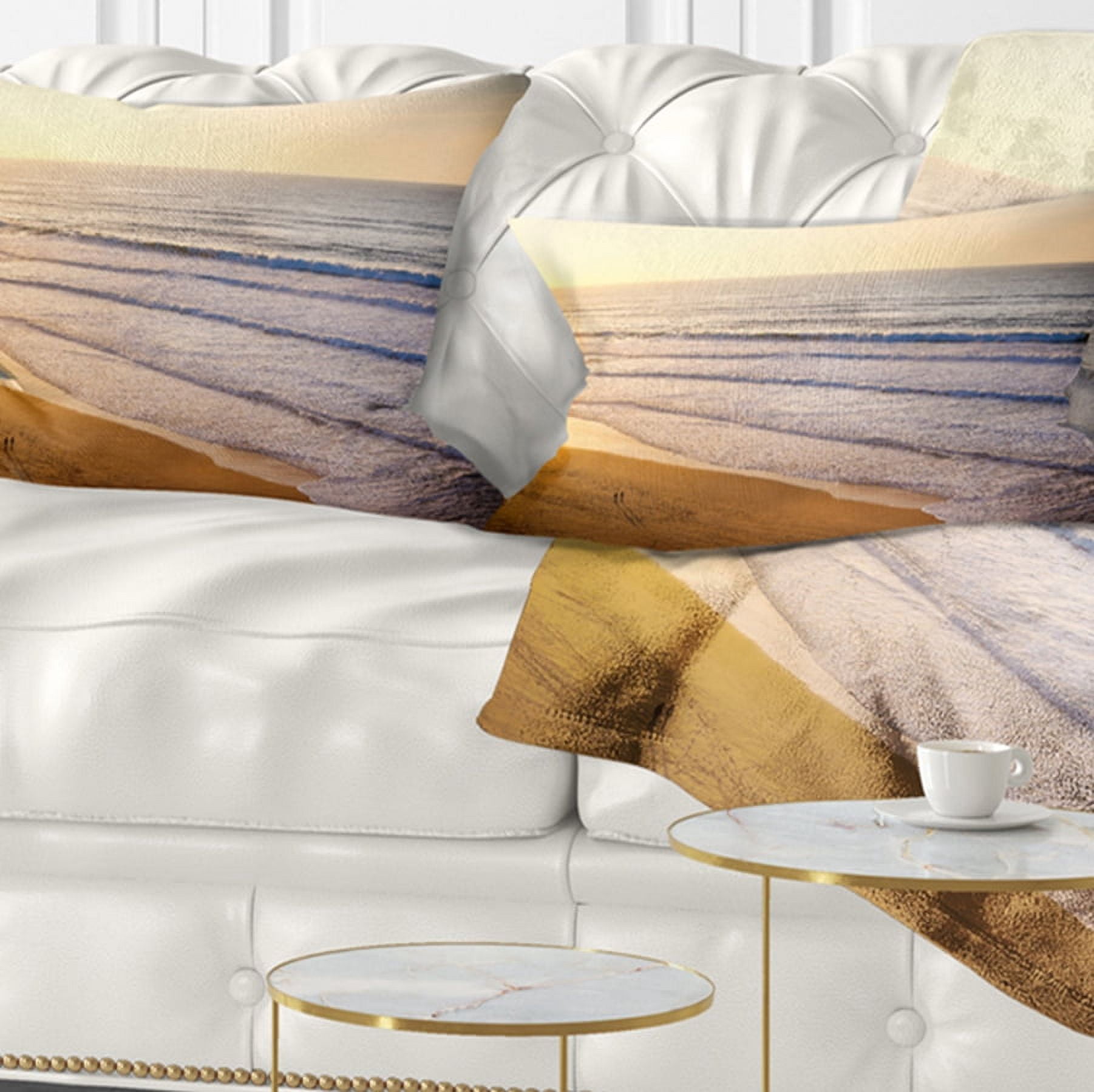 Designart 12" x 20" Blue Polyester Throw Pillow