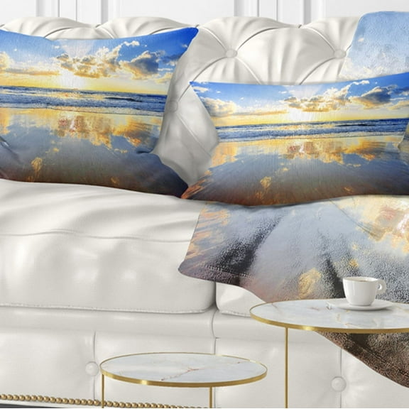 Designart 12" x 20" Blue Polyester Throw Pillow