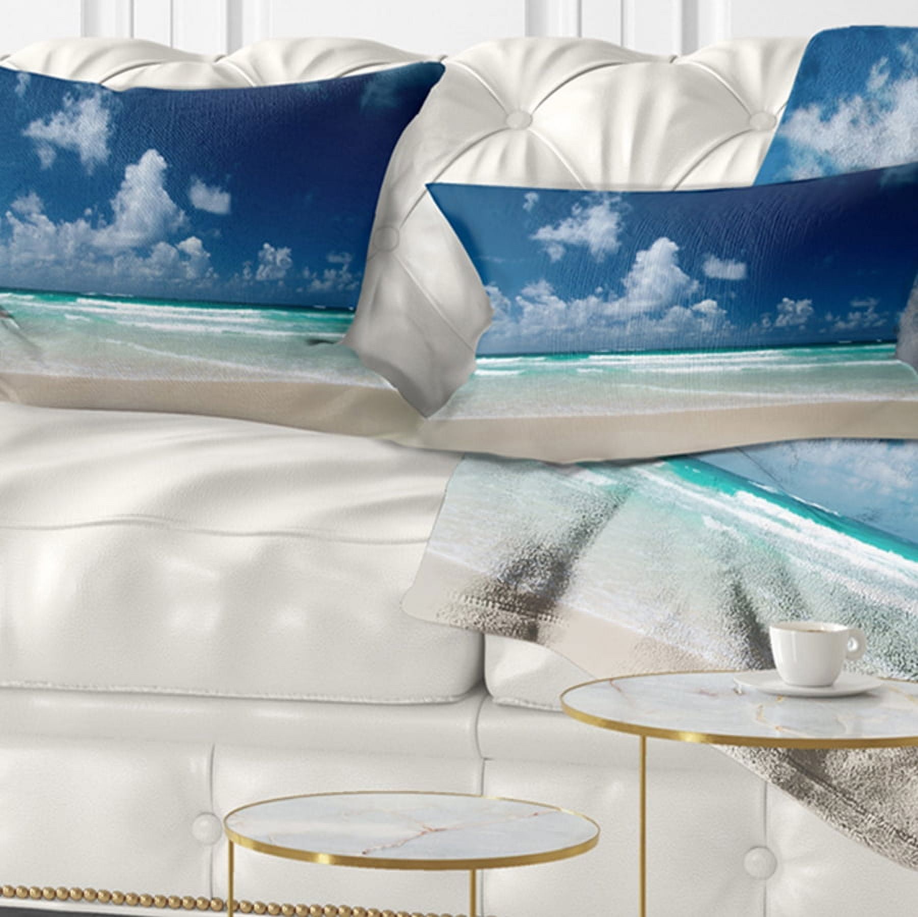 Designart 12" x 20" Blue Polyester Throw Pillow