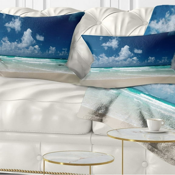 Designart 12" x 20" Blue Polyester Throw Pillow