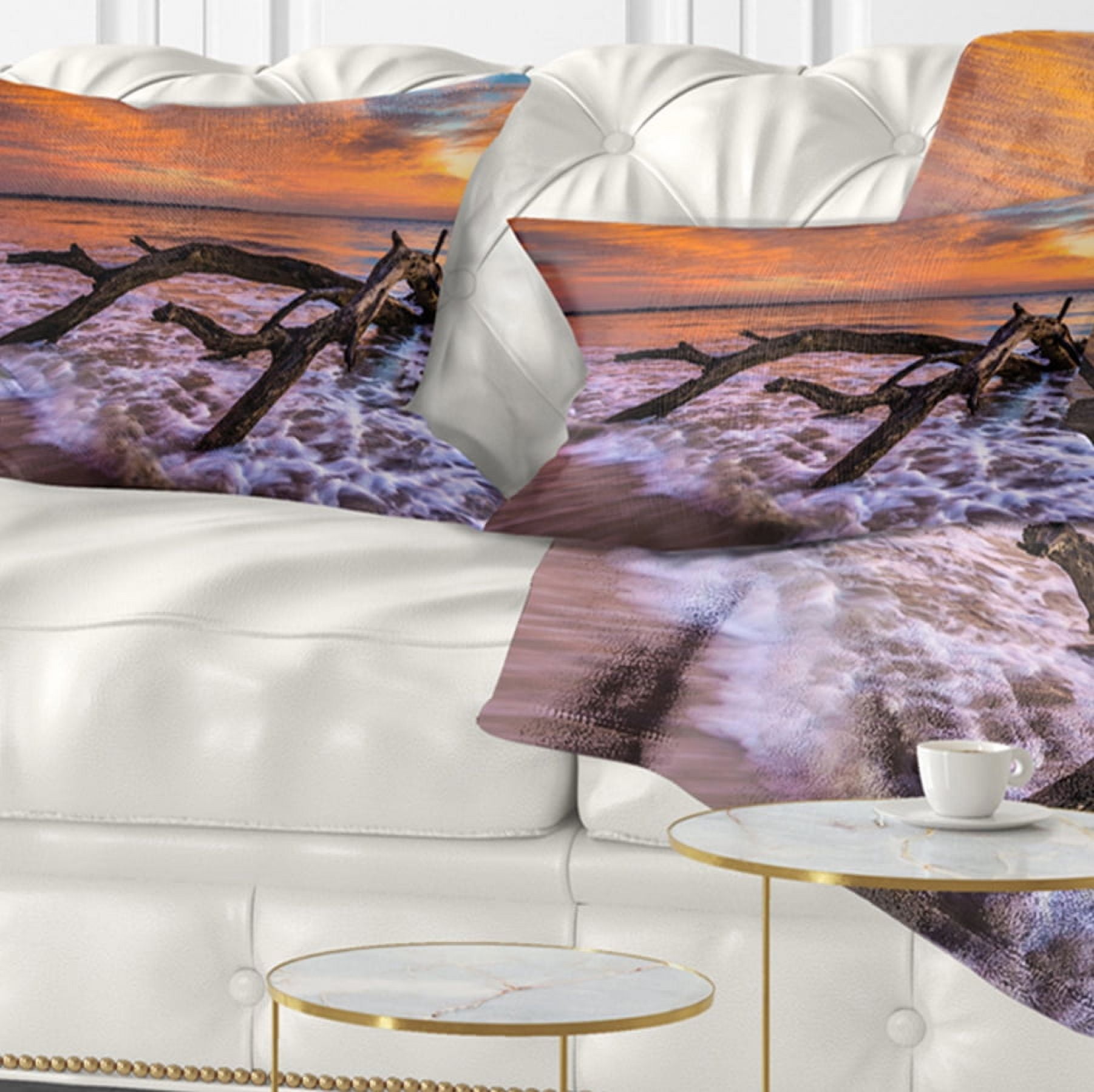 Designart 12" x 20" Blue Polyester Throw Pillow