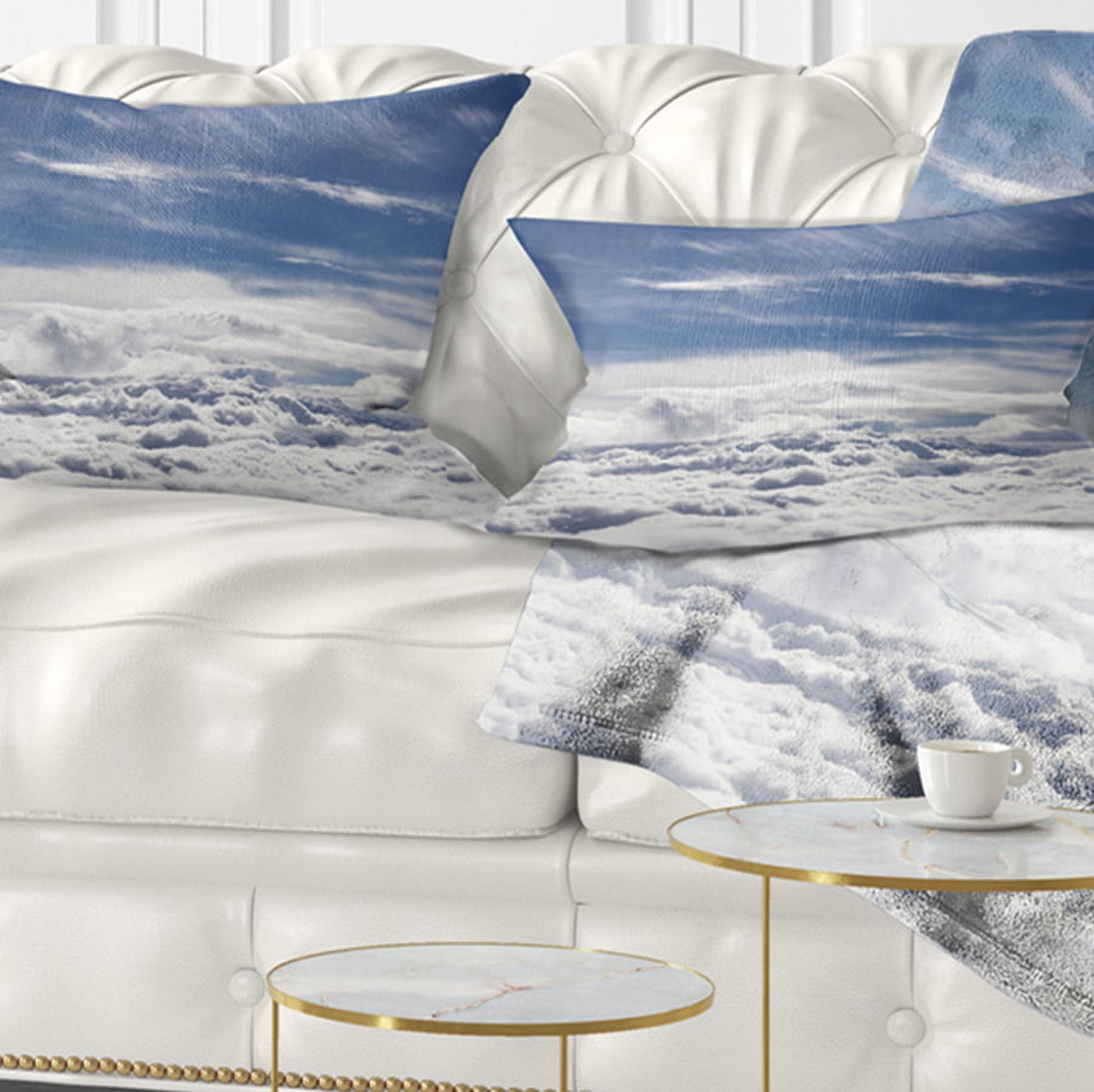Designart 12" x 20" Blue Polyester Throw Pillow