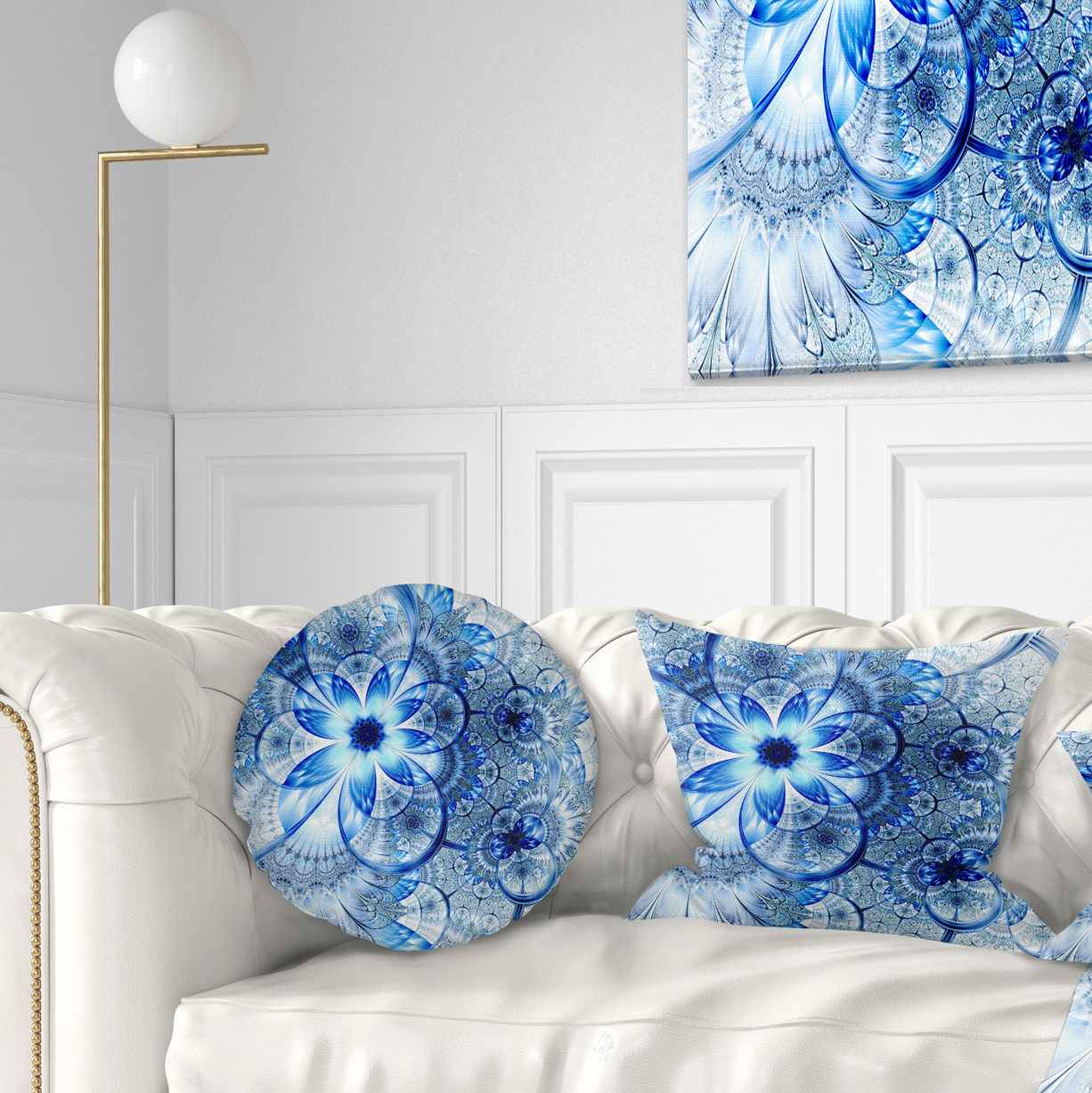 Designart 12" x 20" Blue Polyester Throw Pillow