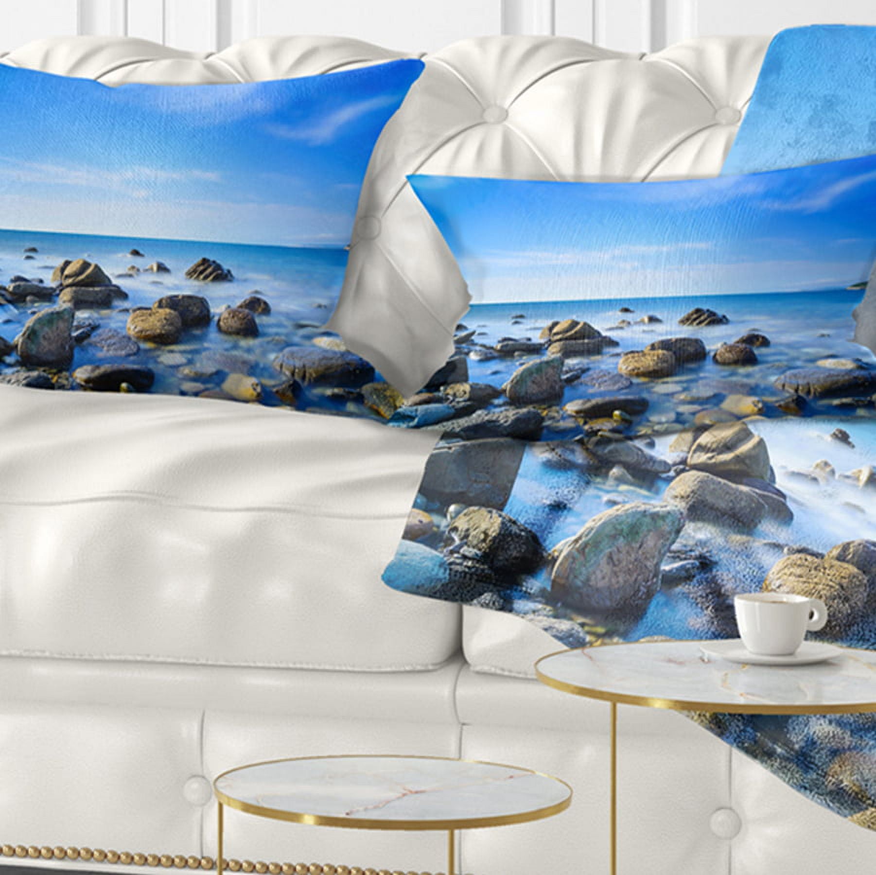 Designart 12" x 20" Blue Polyester Throw Pillow