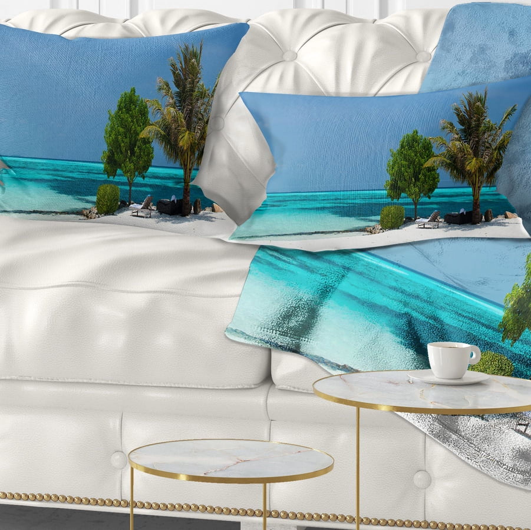 Designart 12" x 20" Blue Polyester Throw Pillow