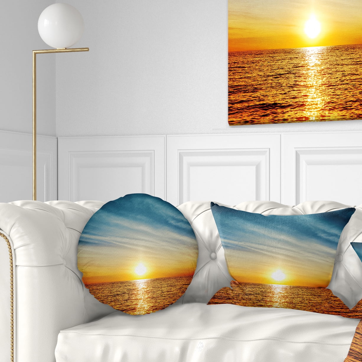 Designart 12" x 20" Blue Polyester Throw Pillow