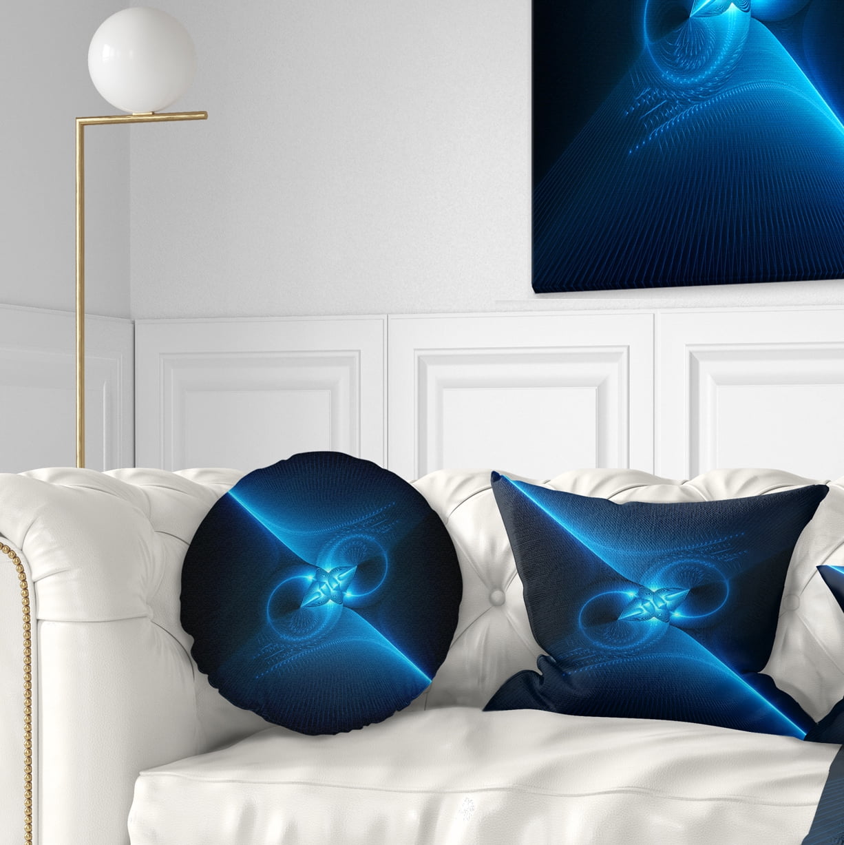 Designart 12" x 20" Blue Polyester Throw Pillow