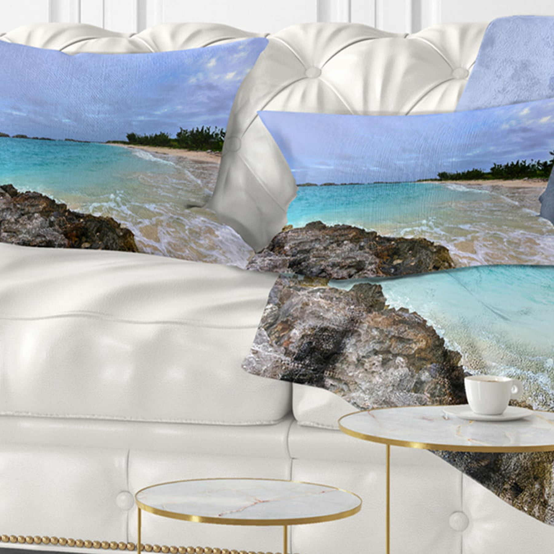 Designart 12" x 20" Blue Polyester Throw Pillow