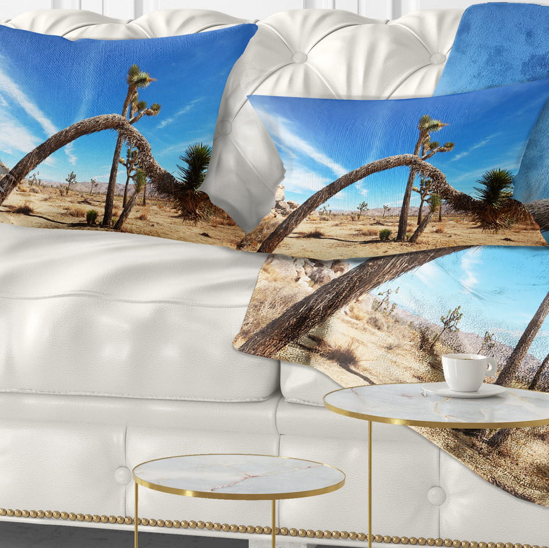 Designart 12" x 20" Blue Polyester Throw Pillow