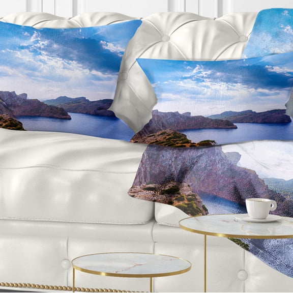 Designart 12" x 20" Blue Polyester Throw Pillow
