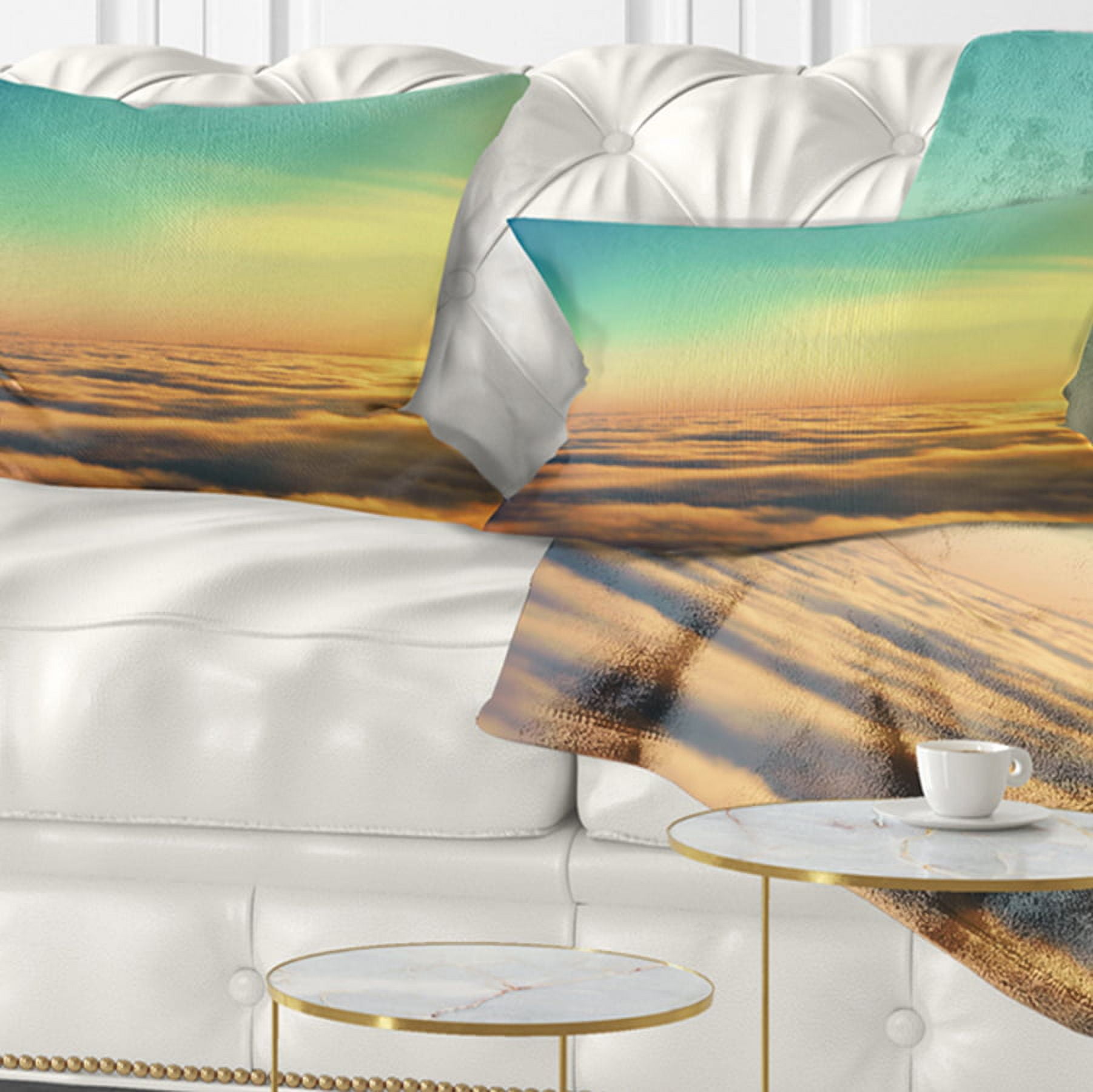 Designart 12" x 20" Blue Polyester Throw Pillow